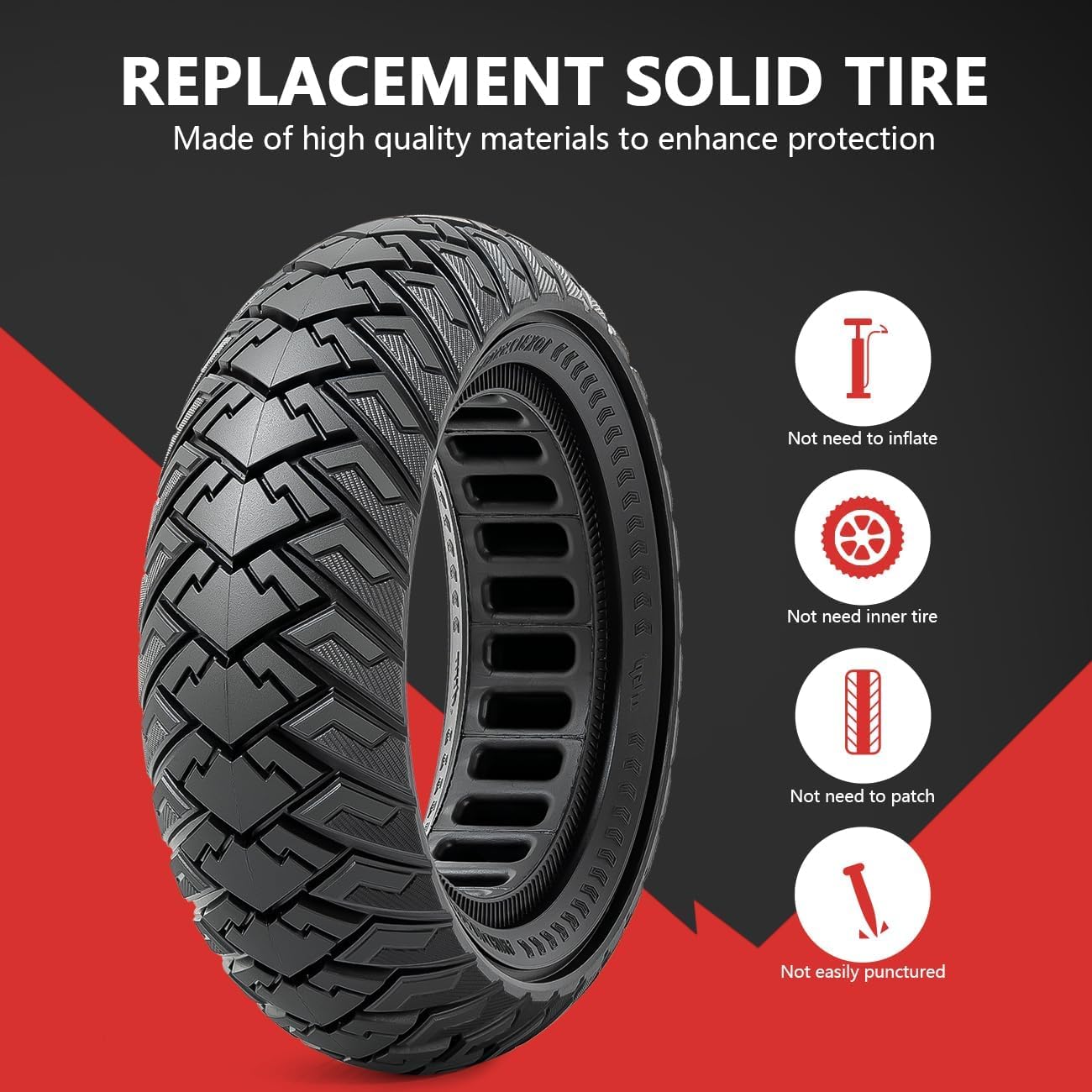 2 PCS 10x3.0 255x80 (80/65-6) Solid Tire,10 Inches Electric Scooter Tires 10 x 3.0 Solid Tires Front or Rear Replacement Solid Rubber Tires Compatible with 10x3.0 Electric Scooter Tire?P-1009?