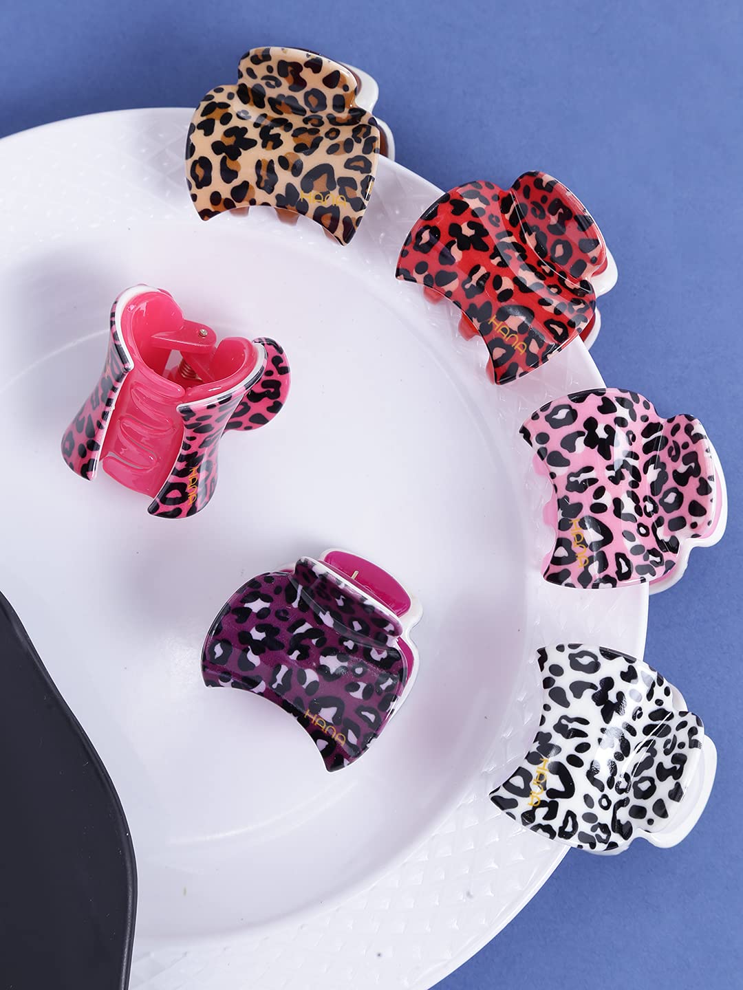6pc Leopard Print Hair Claw Clip Set, Soft Touch Accessories