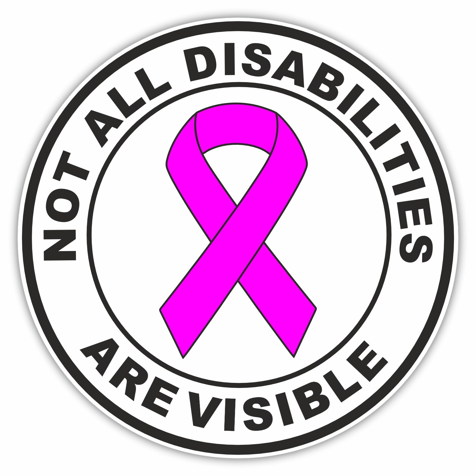 Platinum Place Inside Window To Face Outwards *Not For Tinted Windows* 1 X D68p Sticker Not All Disabilities Are Visible Sign Disabled Window Ribbon Pink Round Car Badge Holder Disability Wheelchair Mobility 100Mm (Inside Window To Face Outwards *Not For Tinted Windows*)