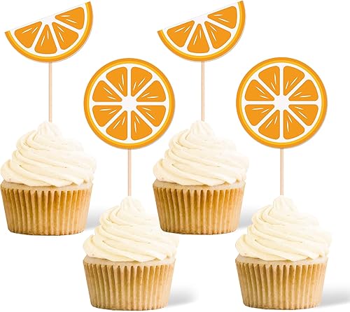 Miniatura 9 de Gexolenu 24 piezas de adornos de limón para cupcakes con purpurina temática de frutas de verano, limonada de verano, para decoración de fiesta de