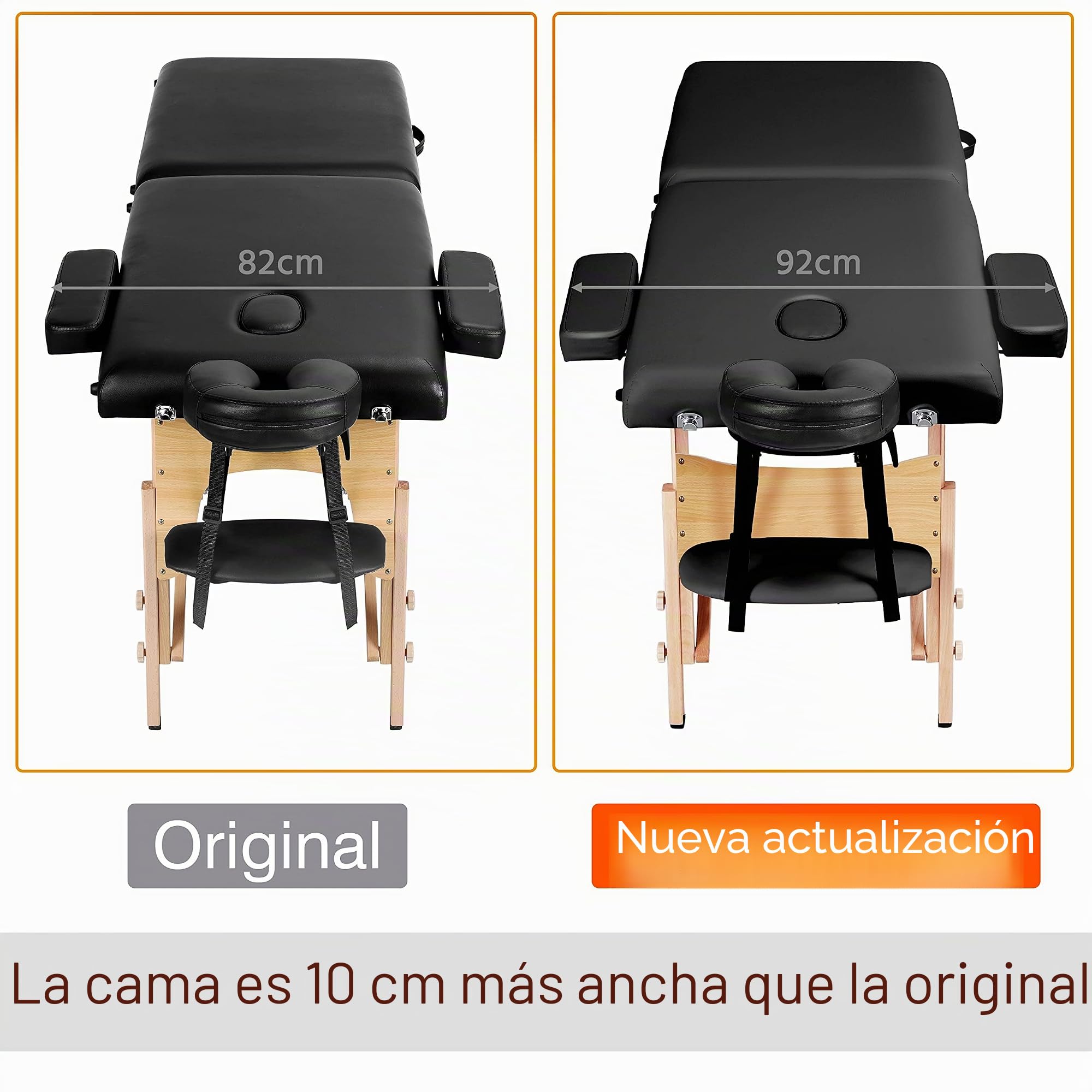 Yaheetech Camilla de Masaje portátil de 2 Zonas, Altura Regulable, con pies de Madera y Bolsa de Transporte, Plegable, 70 cm de Ancho, 213 x 92 cm