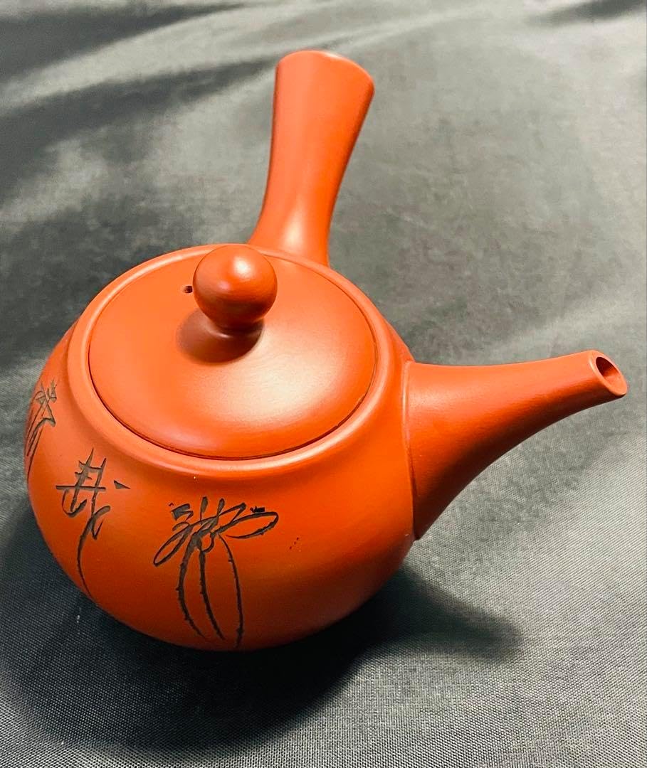 朱泥 常滑焼 千洞造 急須 湯冷まし お茶碗 煎茶道具 カニ 蟹 彫刻 煎茶