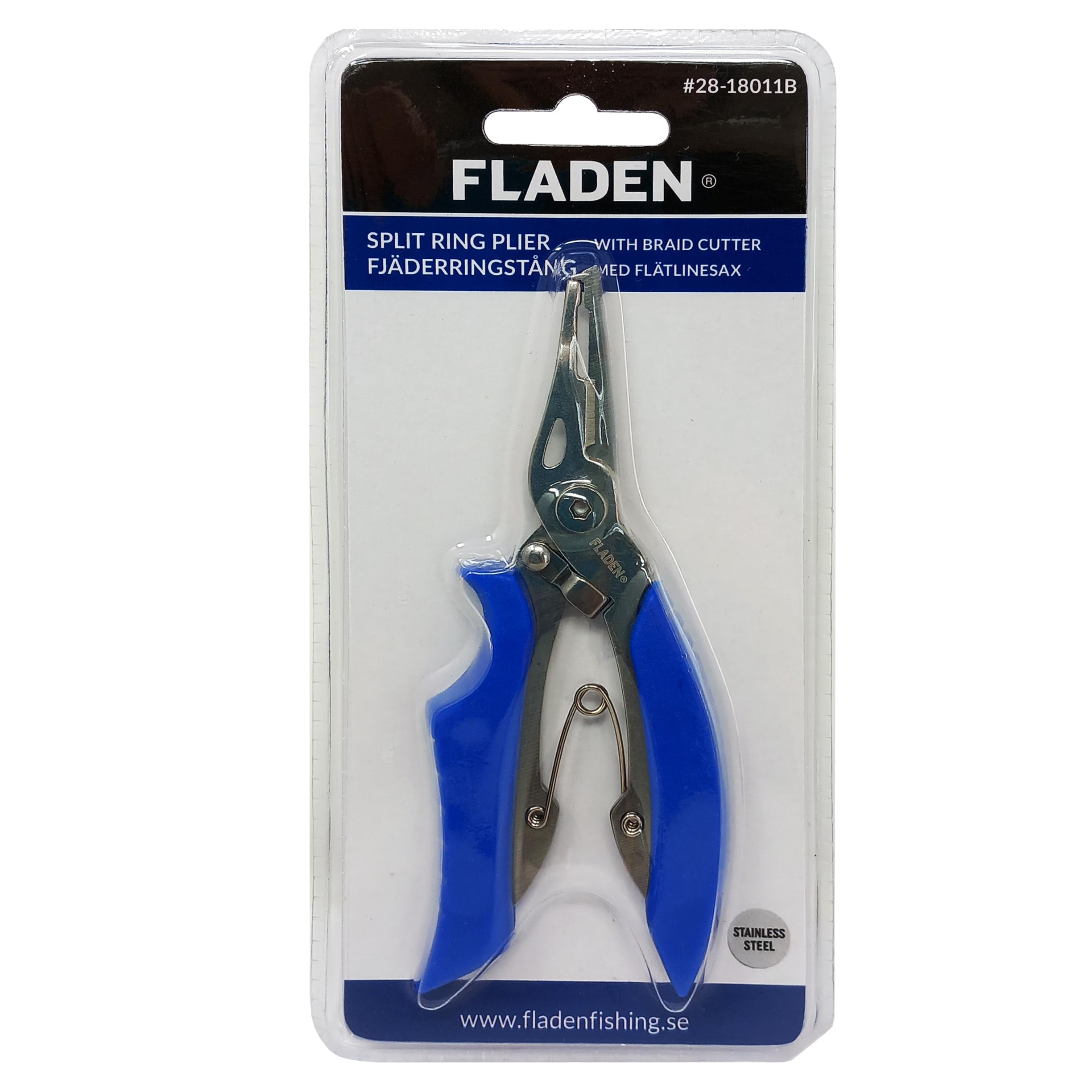 Fladen Blue Fishing - Split Ring Pliers With Braid Cutter – Stainless Steel, Spring-Loaded, Textured Grip – Hook & Lure Tool For Uk Anglers [28-18011B]