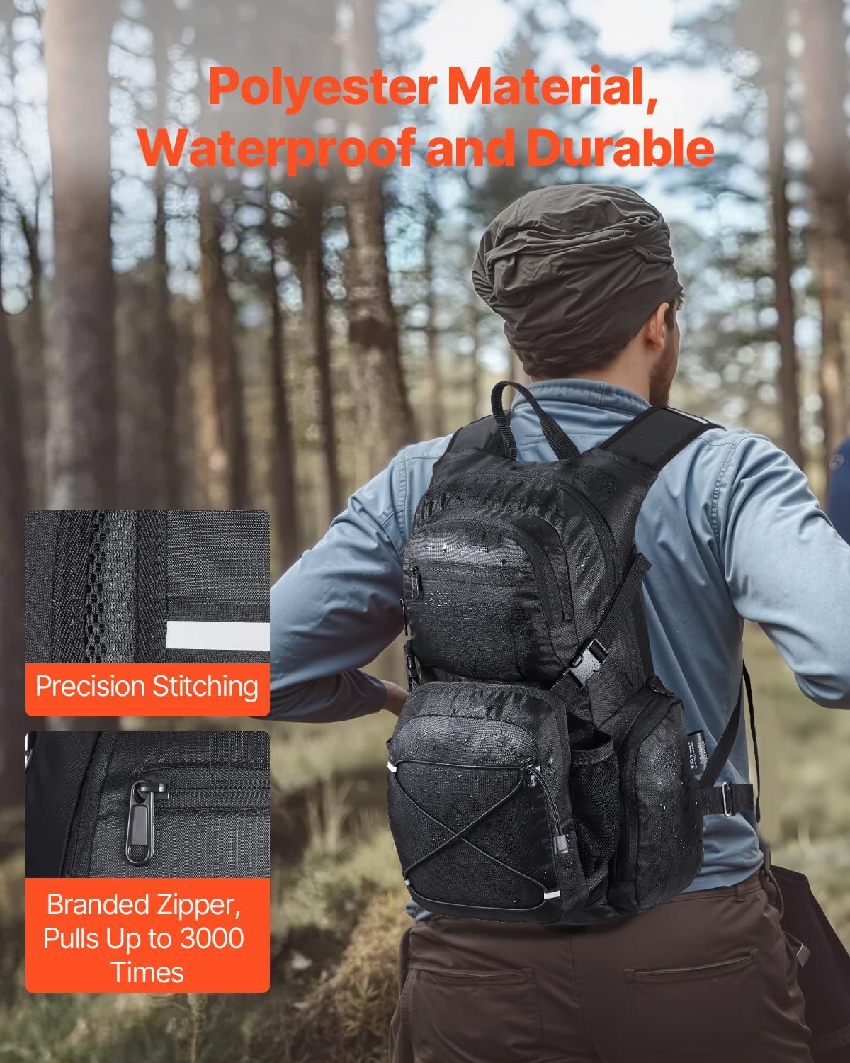 VEVOR Hydration Backpack, Insulated Hydration Pack Backpack with Water Bladder, Hiking Water Backpack with Storage for Men Women, Hydro Water Daypack for Hiking Running Cycling Camping
