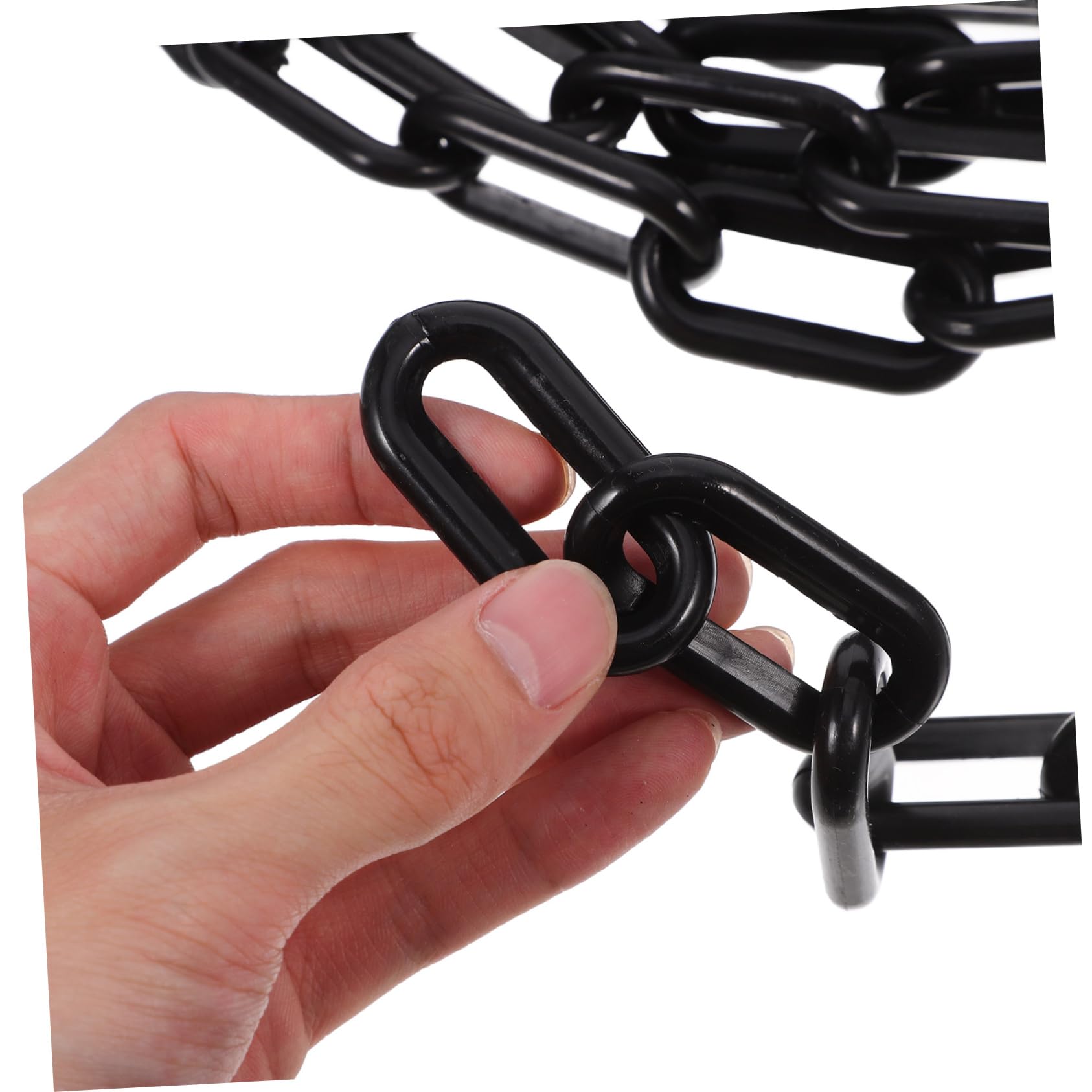 Cadena de plástico negra de 10 m con tira llamativa para control de tráfico y aparcamiento, fácil de usar, ideal para uso en exteriores