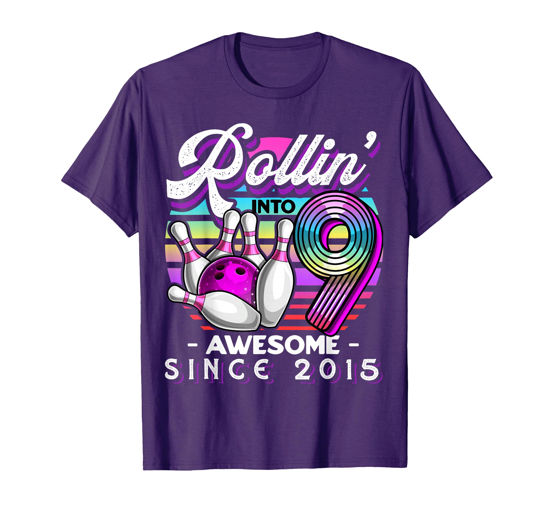 Bowling Party Rollin' 9 Awesome 2015 9th Birthday Girls T-Shirt