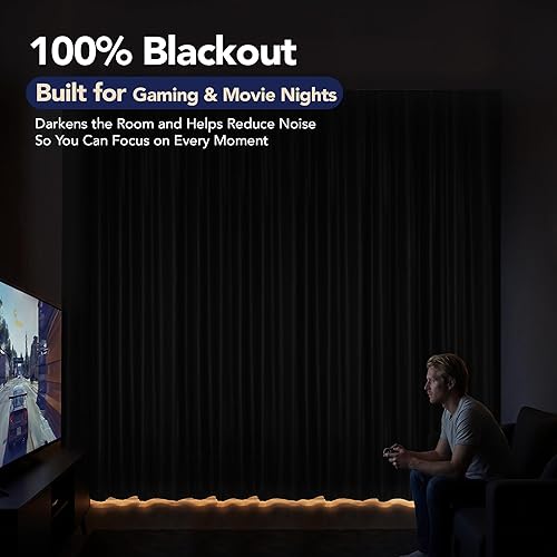 Miniatura 2 de Deconovo cortinas blackout 100 % con forro totalmente negro con aislamiento térmico de doble capa, oscurecimiento de la habitación, ahorro de