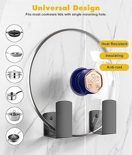 Miniatura 2 de TRELC Pomo de repuesto inteligente para tapa de olla con temporizador de cocina + termómetro + función de alarma de seguridad, tapa universal