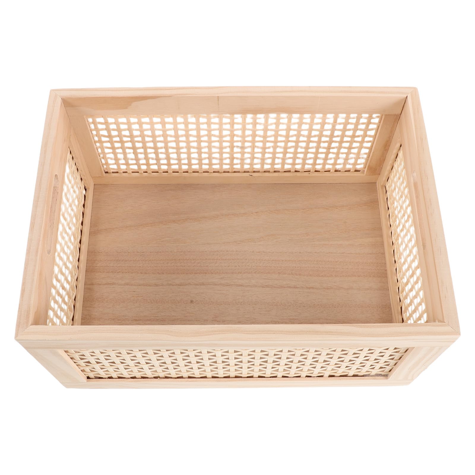 Panier de rangement en bois tressé main au design authentique et finitions vintage