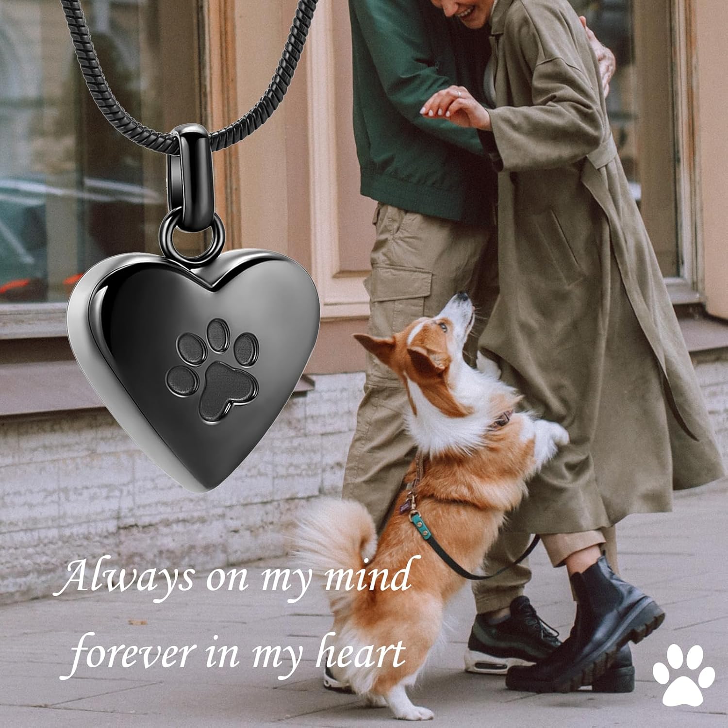 zeqingjw Pet Cremation Jewelry for Ashes Pendant Paw Print Pet Heart Urn Necklace Memorial Keepsake Jewelry for Pet/Dog's/Cat's Ashes - Image 5