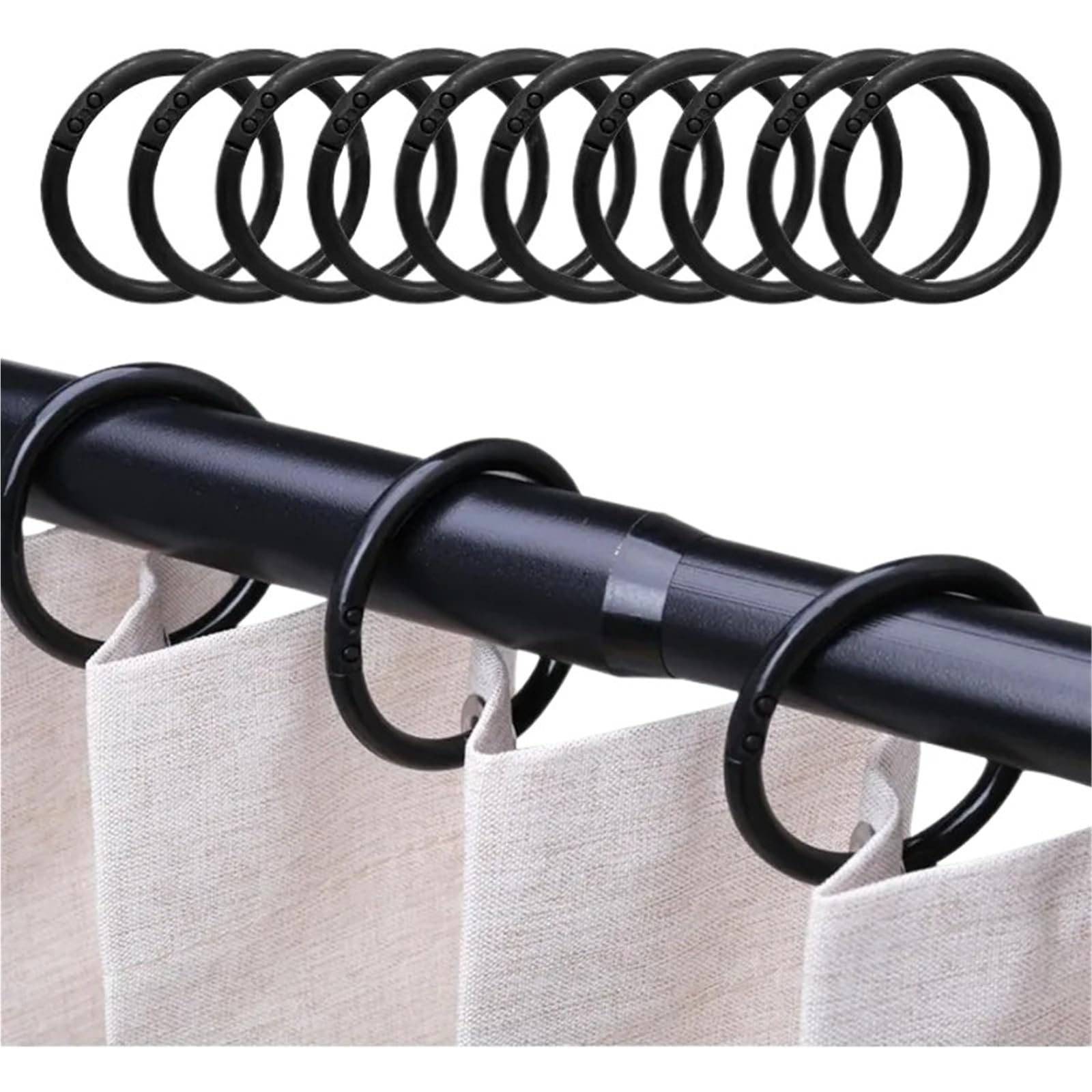 Shower Curtain Rings 40Pcs Open Curtain Rings 50mm Round Shower Clips Metal for Curtains Rods Bathroom Accessories