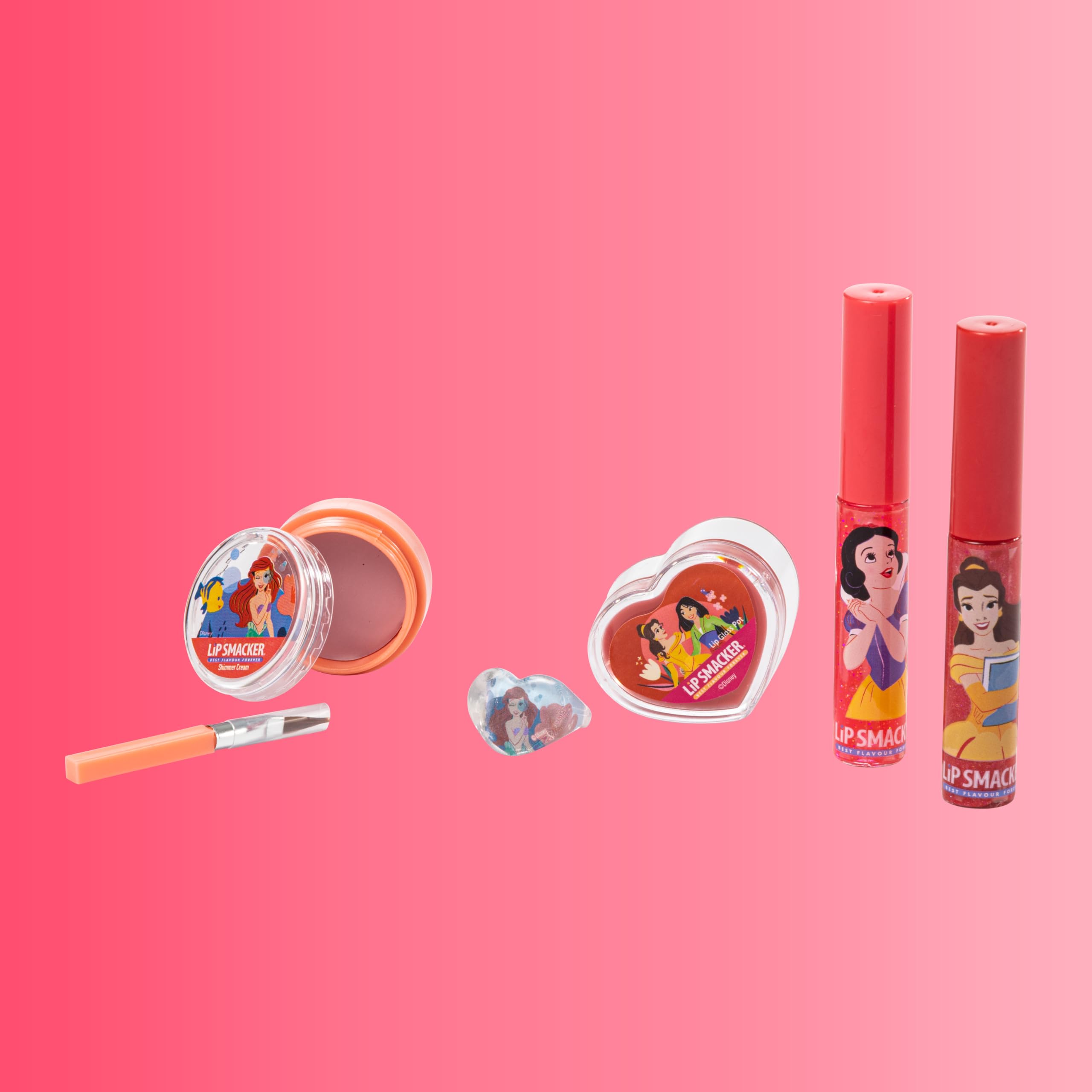 Lip Smacker Disney Princess Essential Make-up Bag, Set di Trucchi per Bambina con Lucidalabbra e Ombretti Luminosi, Accessori Beauty per Capelli e Trucco Inclusi