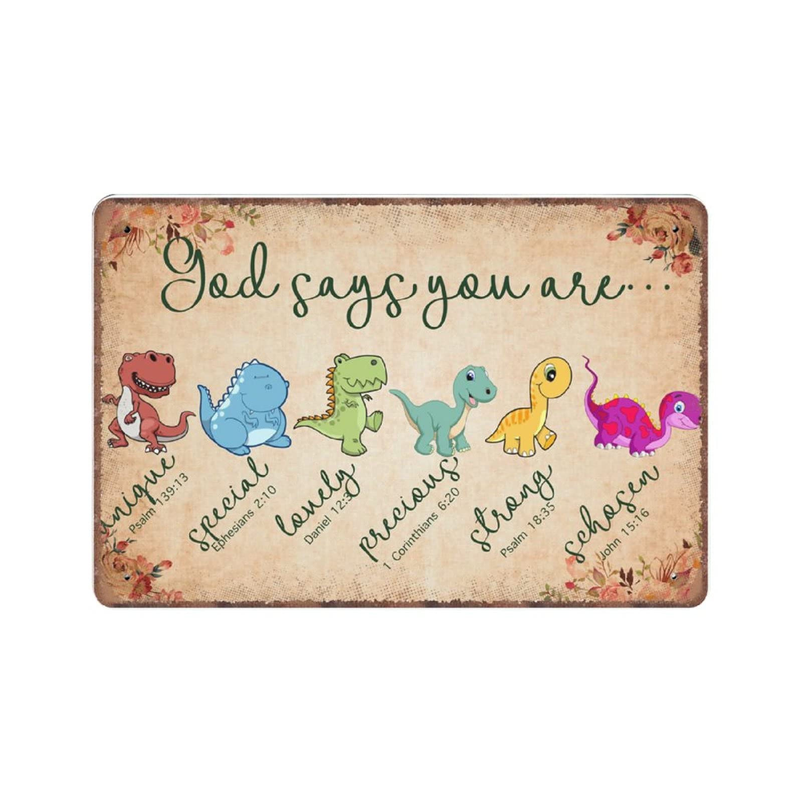 rayprint God Says You Are Dinosaurs Tin Signs, Back to School Gifts,Teacher Gift, Dinosaur Teacher Gifts Retro Funny Metal Sign Vintage Poster Wall Art for Classroom Decor Tin Sign, 20x30 cm