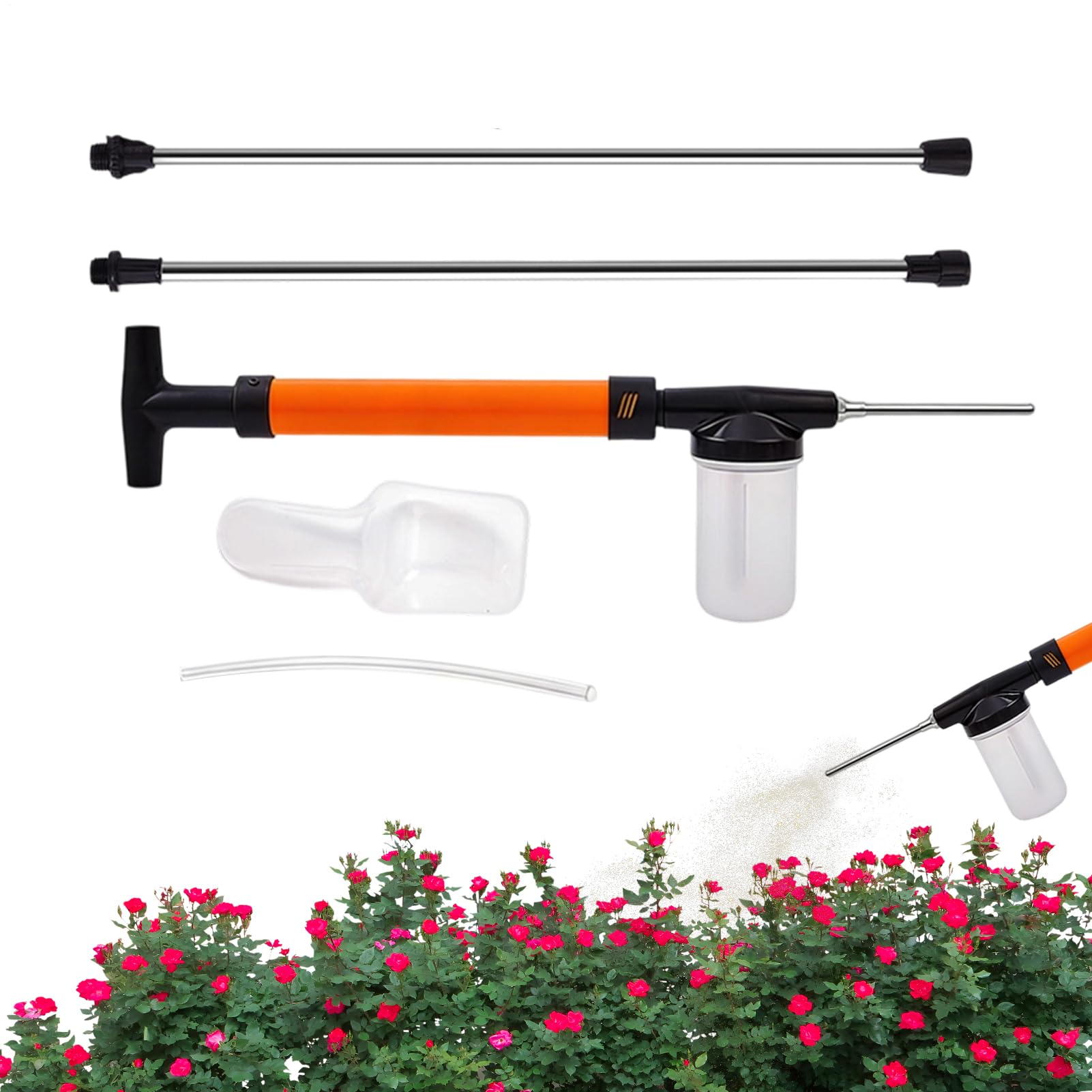 Espolvoreador De Tierra De Diatomeas,con Mango Extensible Y Dispersor De 2 Piezas - Dispositivo Para Espolvorear Tierrxa De Diatomeaxs,para Exteriores Invernadero Césped Y Uso En Interiores Del Hogar