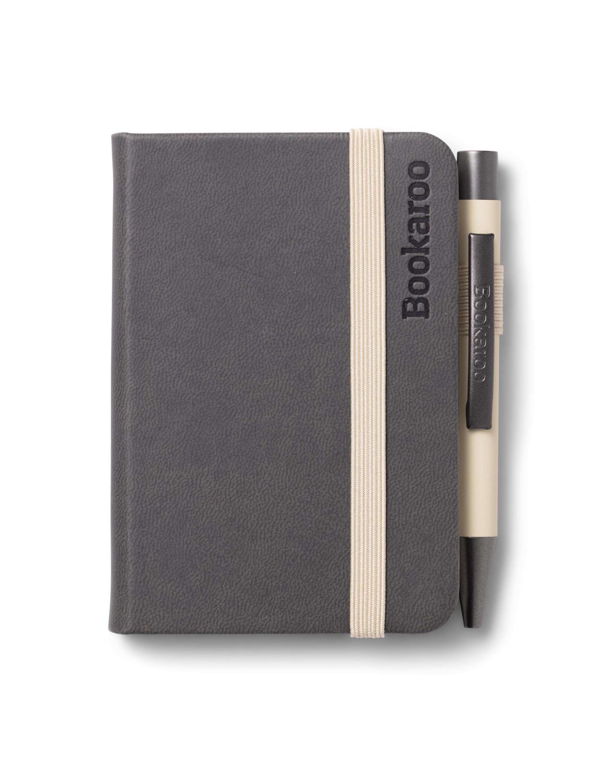 IF Bookaroo Notebook - A7 Pocket and Handbag size Notebook plus Black Ballpoint Pen, 192 pages - Charcoal