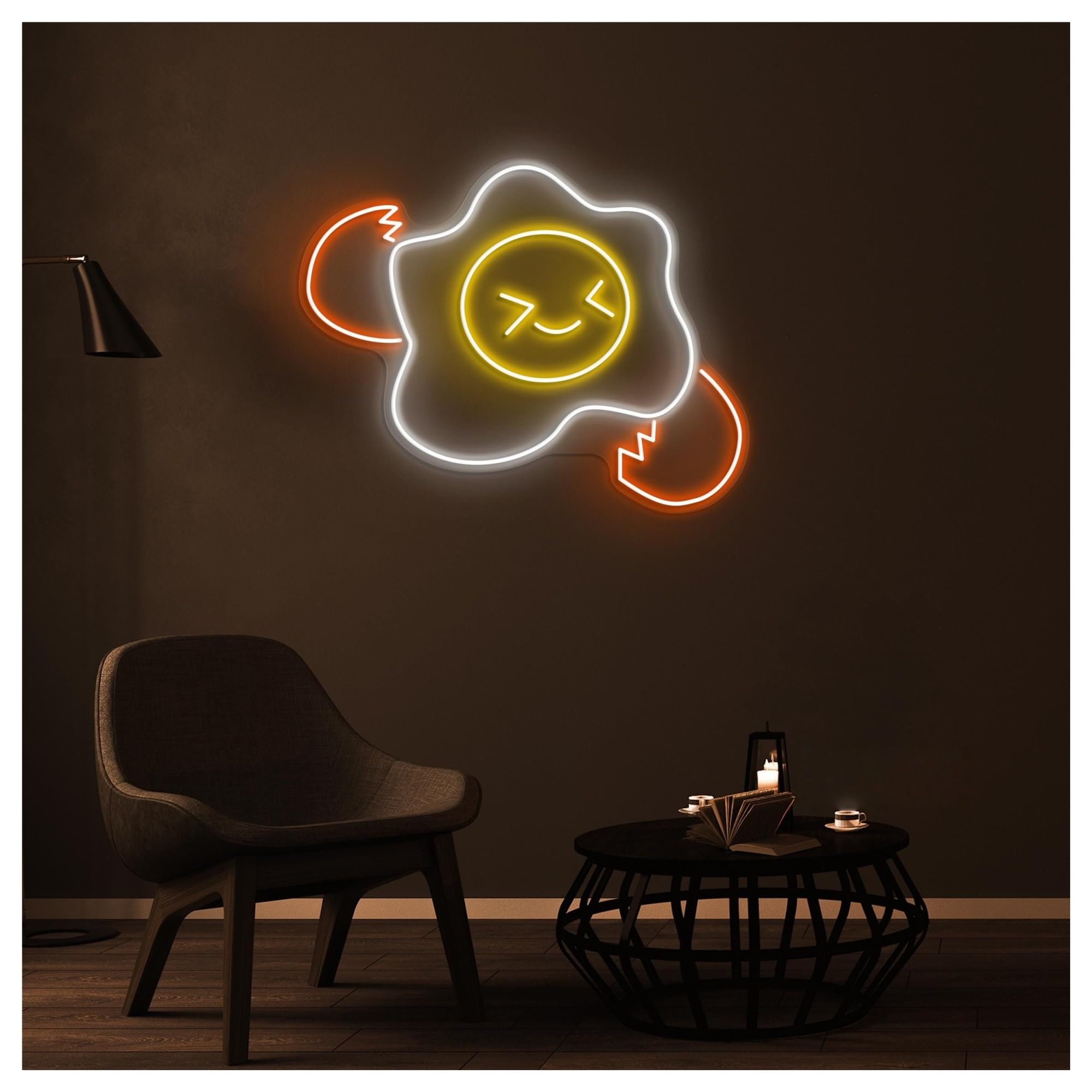 XENITE Luces Art Decoration Christmas Letrero De Neón Huevo Roto Hecho A Mano, Ideal Para Decoración Tiendas Desayuno Con Brillo Ajustable 38cm
