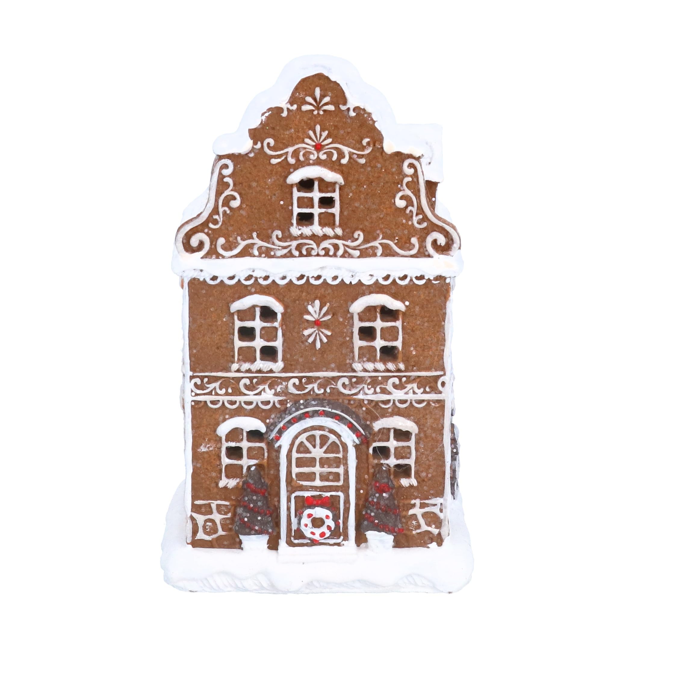 Gisela Graham White Iced Led Gingerbread Townhouse - Medium