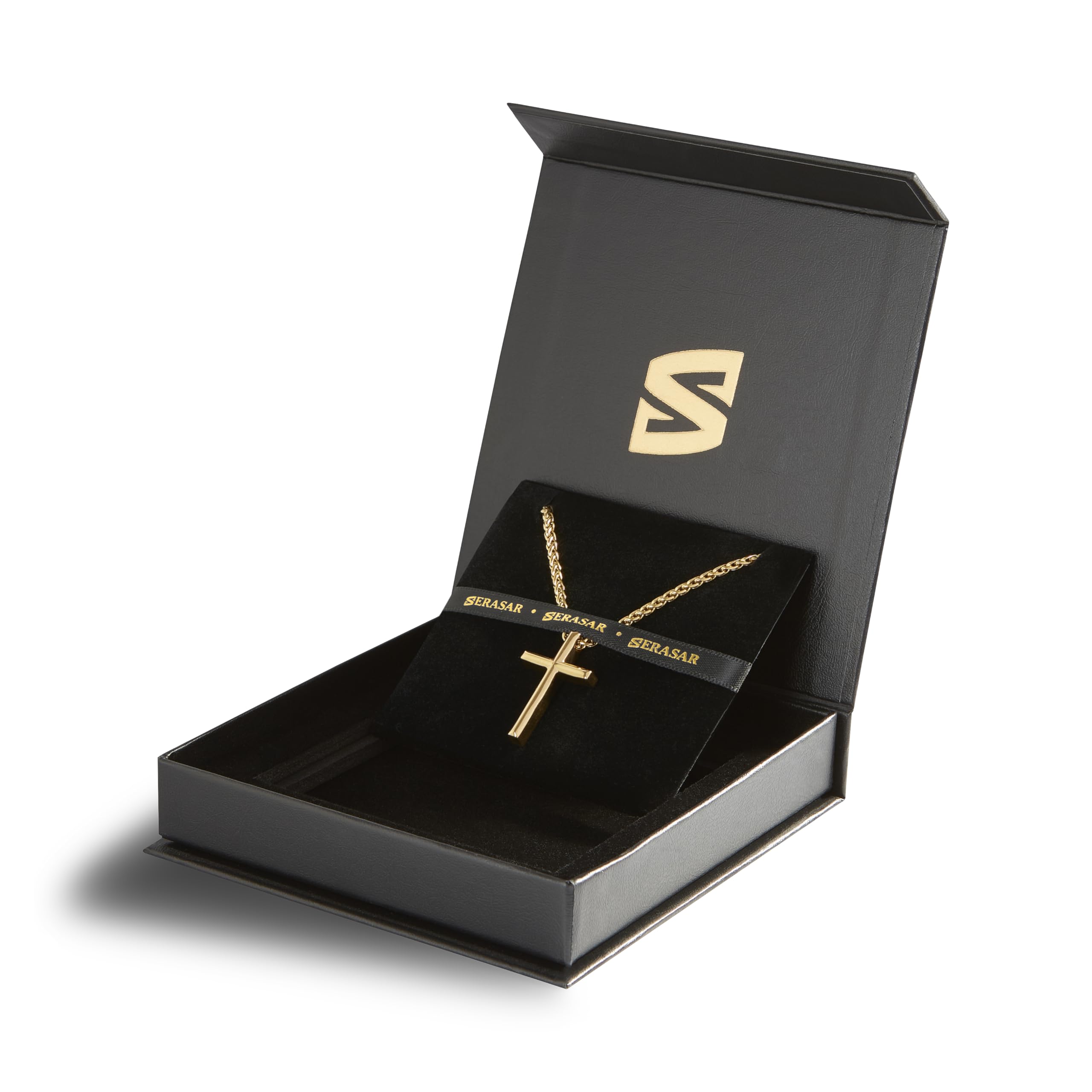 SERASAR Collier Premium Homme [Trust] | Acier chirurgical inoxydable 316L | Imperméable | Chaîne solide | Fermoir sécurisé | Trois couleurs | Boîte à bijoux incluse
