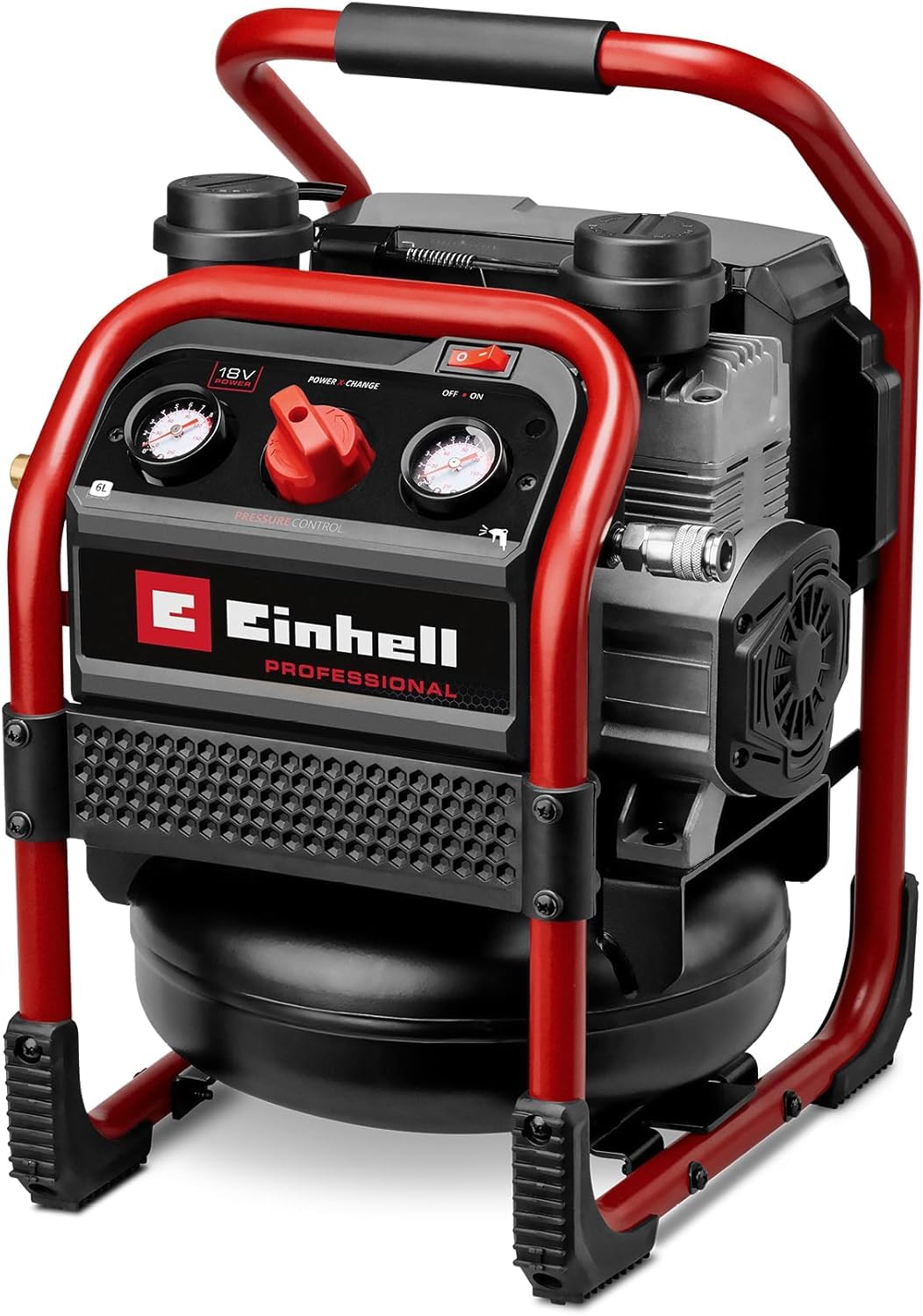 Einhell Professional Akku-Kompressor SILENZZO 18/160 Power X-Change (18 V, max. 8 bar, 6 L Tank, 160 L/min Ansaugleistung, Manometer, ölfrei, besonders leise, ohne Akku)