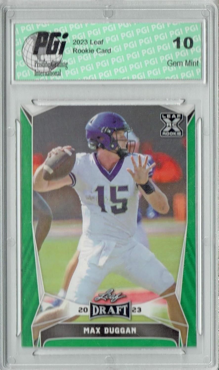 Max Duggan 2023 Leaf Football #61 SP Rookie Card PGI 10 - Sports Memorabilia
