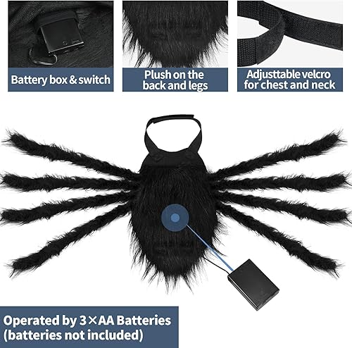 Miniatura 4 de Malier Disfraz de Halloween para perro, 64 luces LED, disfraz de araña para Halloween, cosplay con luces, ropa divertida, regalos de Acción de