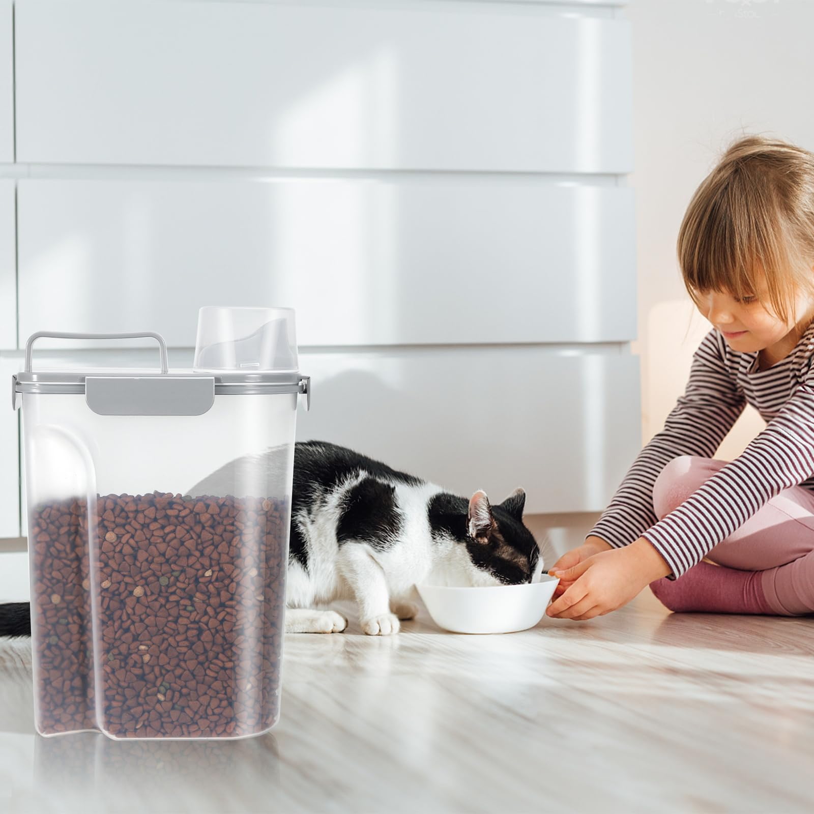 Contenedor hermético de almacenamiento de alimentos para gatos de 10 a 14 libras, contenedor de almacenamiento de alimentos para perros con boquilla grande mejorada, sin BPA, recipientes de