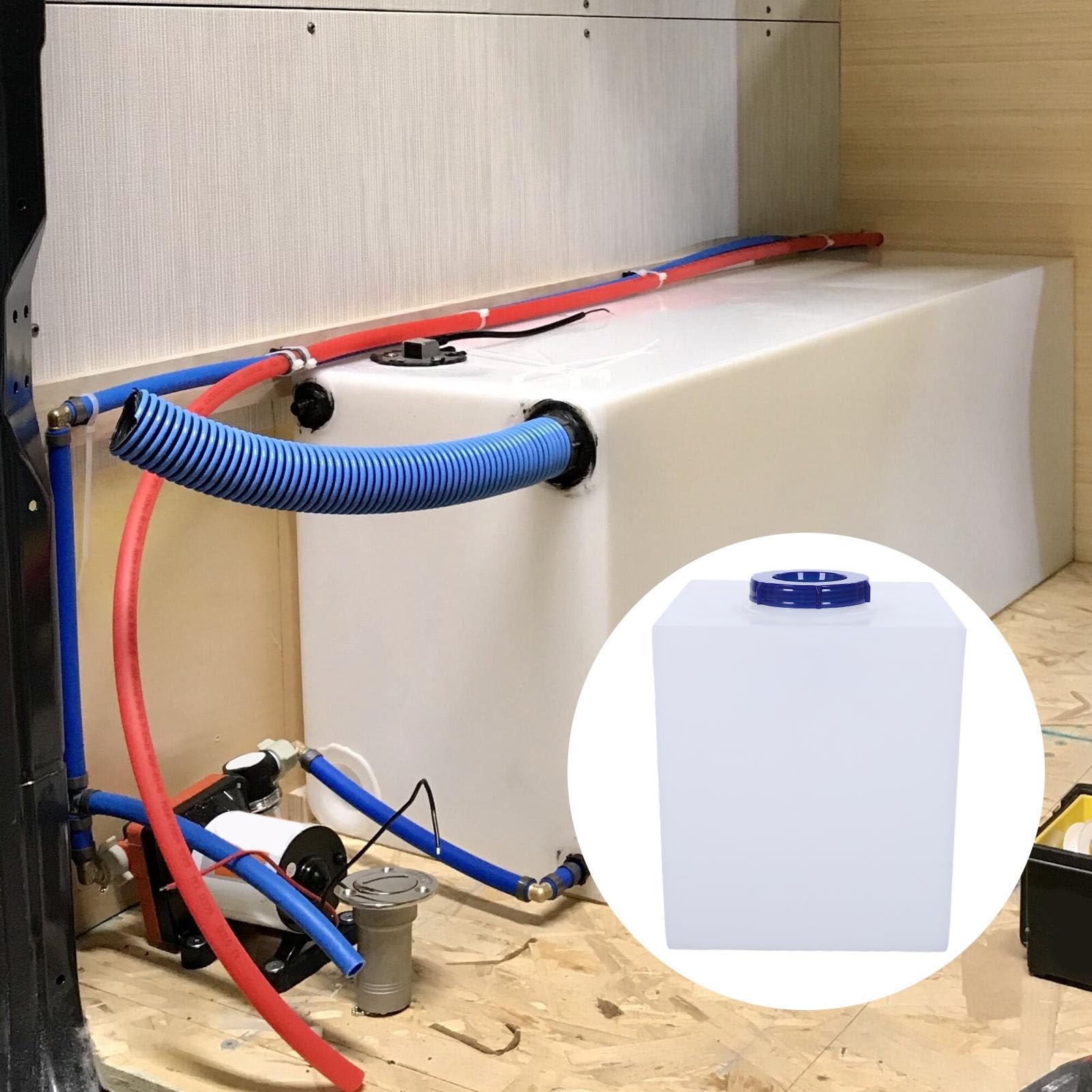 Asixxsix 8 Gallonen RV-Frischwassertank, 11,81 X 11,81 X 13,19 Zoll, Hitzebeständiger PE-Trinkwasserspeicher Zum Trinken, Kochen, Reinigen, Duschen, für Wohnmobile, Anhänger, Wohnmobile,
