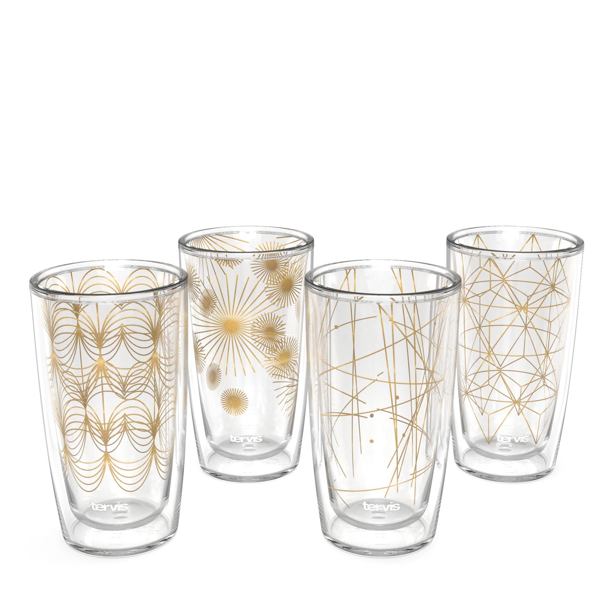 TervisMidcentury Modern Mid Mod Minimal Collection Made in USA Double Walled Insulated Tumbler Travel Cup Keeps Drinks Cold & Hot, 16oz 4pk, Assorted