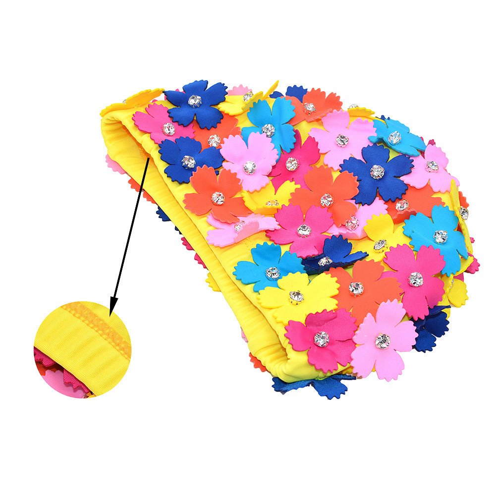 Handbuch Strass Floral Blütenblatt Retro Stil Schwimmen Gap Badekappen für Frauen