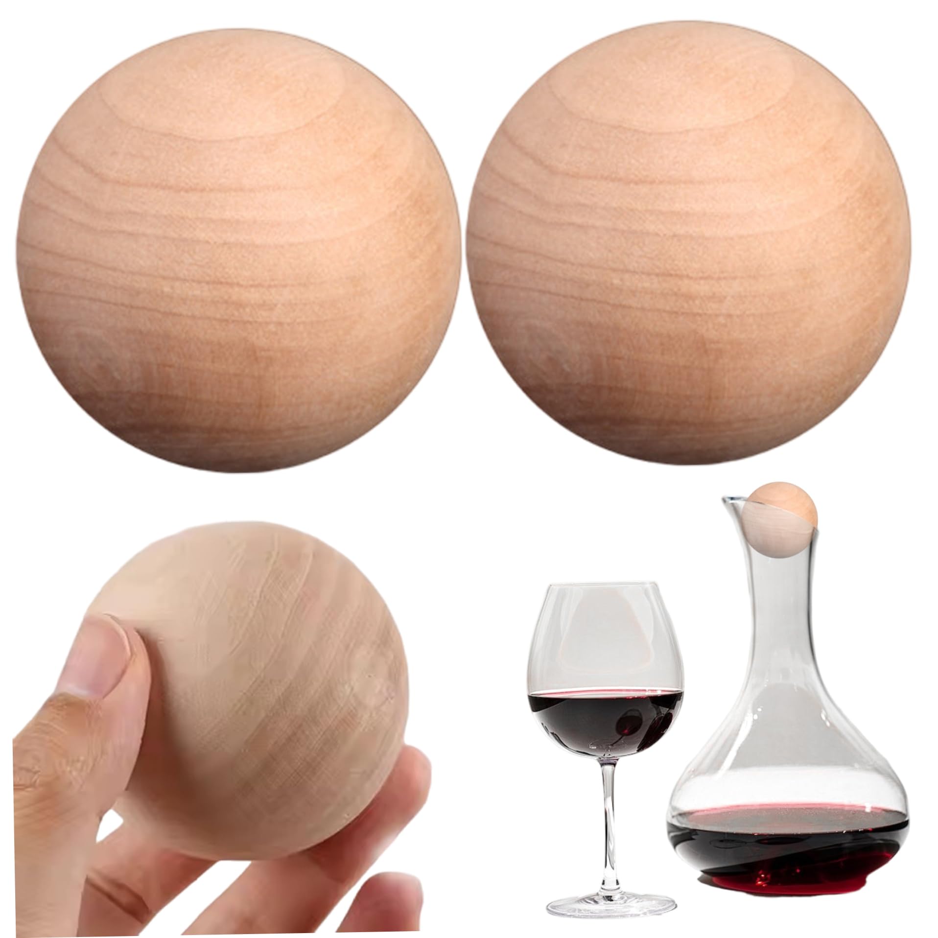 Hintyne Wine Corks Cork Ball, 2PCS 2 Inch Wooden Wine Corks, Replacement Bottle Stoppers for Glass Decanter