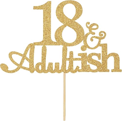 Miniatura 7 de Decoración de pastel de 18 años con purpurina dorada para fiesta de cumpleaños de 18 años decoración de pastel de 18 años decoración de fiesta de