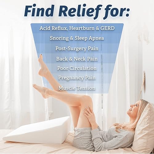 Miniatura 4 de Abco Tech Almohada de cama con cuña para dormir, parte superior de espuma viscoelástica, reduce el dolor de cuello y espalda, ronquidos, reflujo