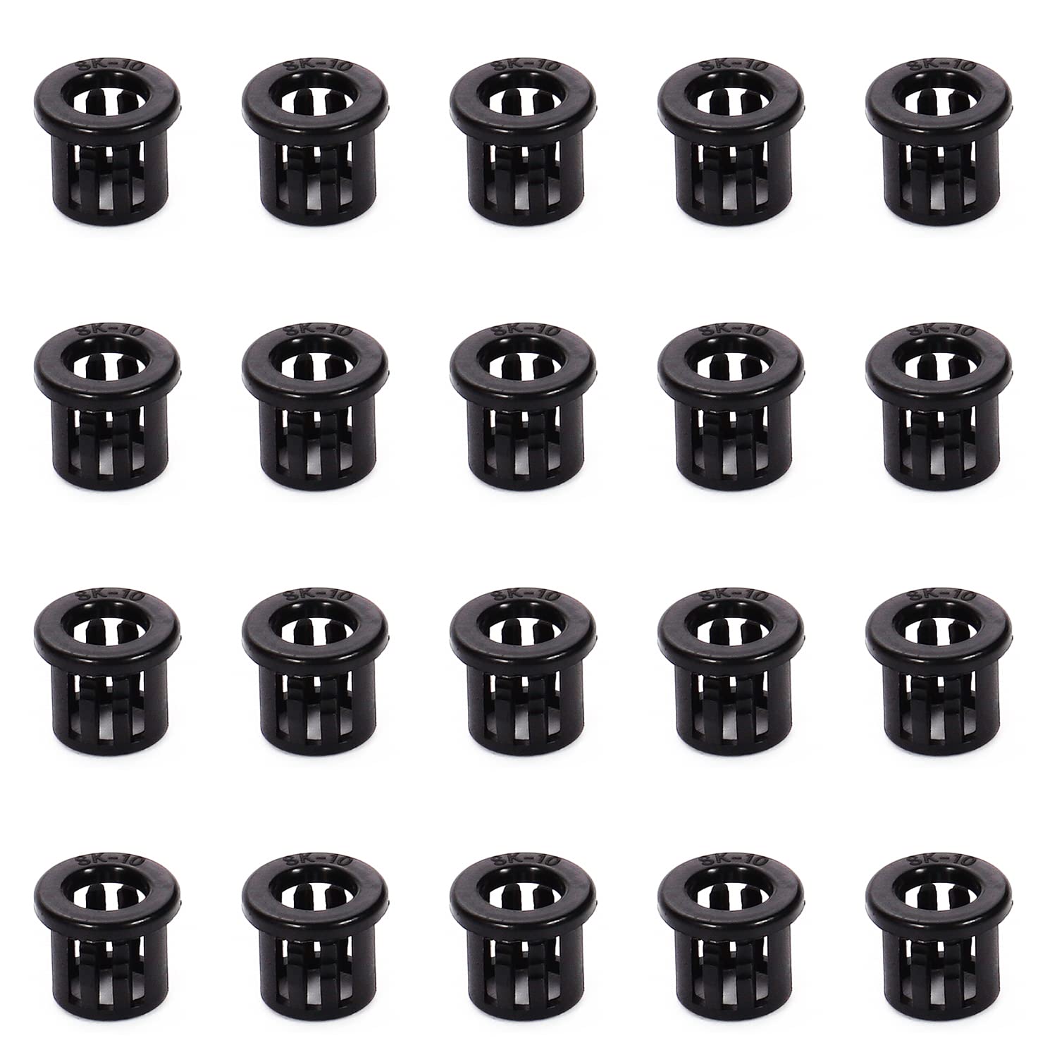 Bettomshin 100Pcs Black Snap Bushing 10mm/0.39" Mounting Dia Nylon Snap in Cable Hose Bushing Grommet Protectors SK-10 for Cable Snap Bushing Insulated Protection-image-23