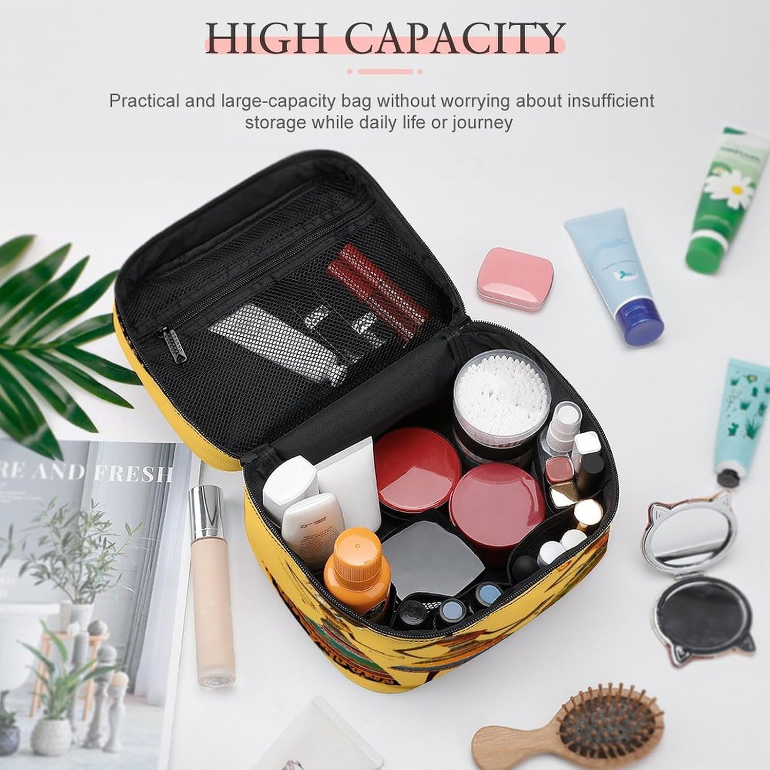 Creative African Culture Toiletry Bag for Women Men Shaving Bag with Zipper Easy to Clean Portable Bathroom Shower Bags Large Waterproof Cosmetic Bags Leather Travel Makeup Pouch image 4