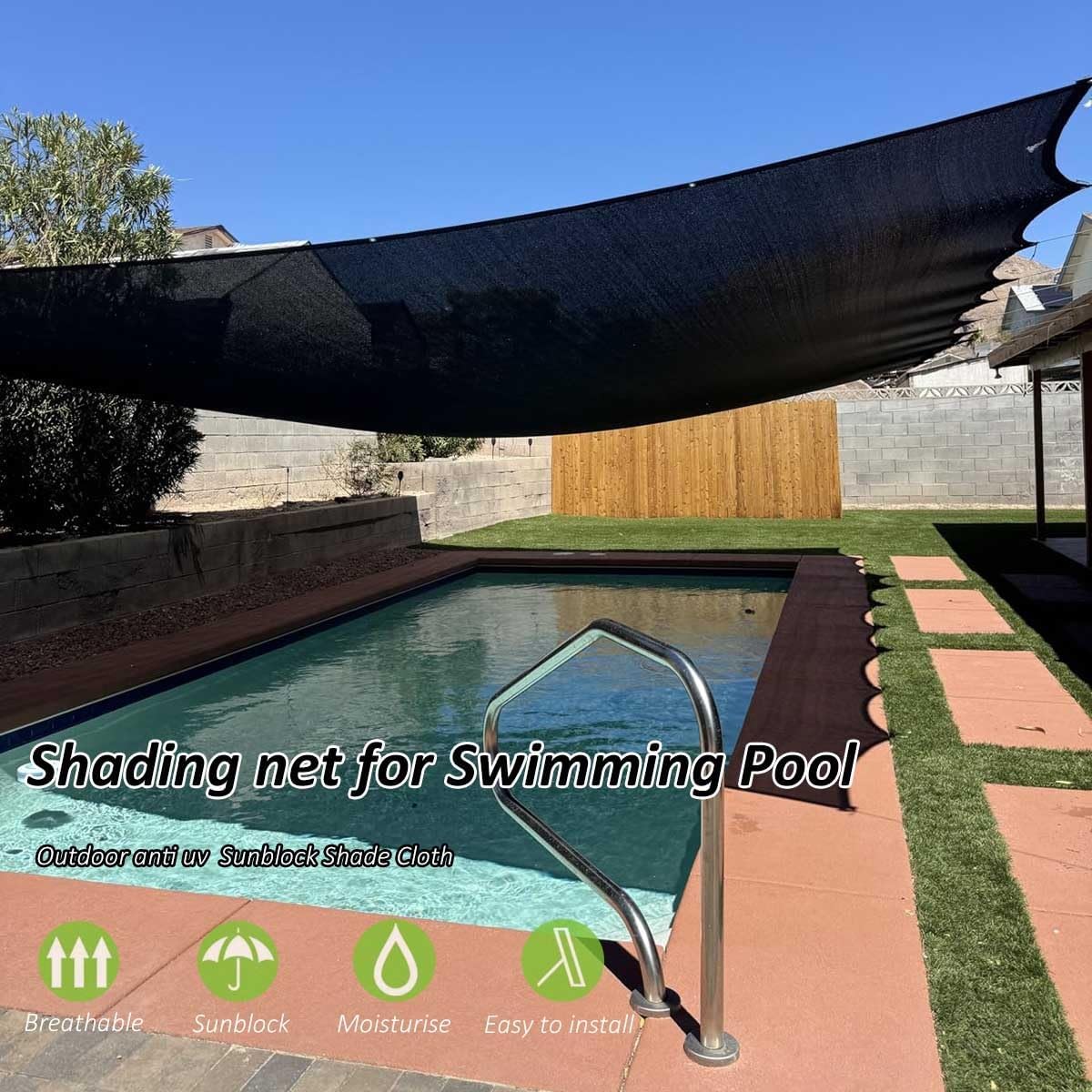 Garden Sunblock Shade Cloth Black Shading Net 80% Greenhouse Sun Shade Sail with Grommets, 2x3.0m, 2x4.0m, 3x3.0m, 3x6.0m, 4X5.0m, 6x6.0m, 8x8.0m(3x4.0 m)