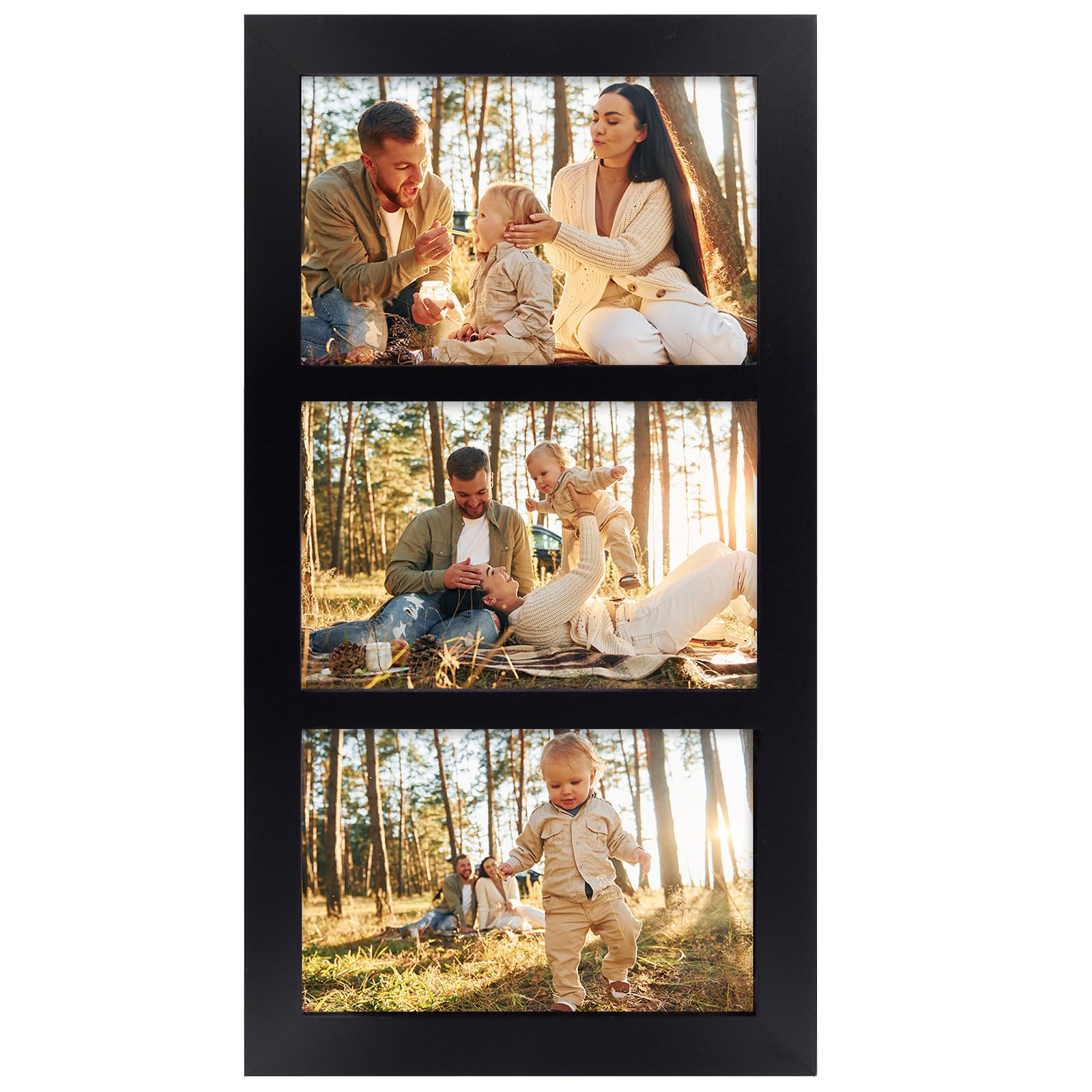 Golden State Art, 4x6 Picture Frame — Display Three 4x6 Photos (Black)