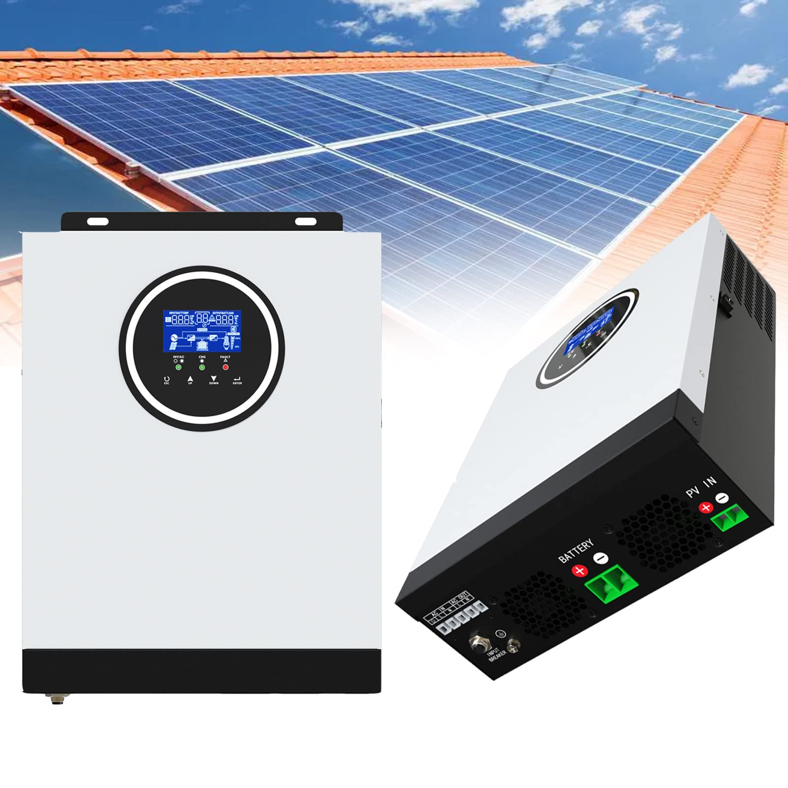 Onduleur Hybride Solaire 3kW 24V AC230V Hors réseau onduleur à Onde sinusoïdale Pure 80A MPPT Chargeur Solaire, PV 130-430V en Prise en Charge WiFi,WithWifi3000W