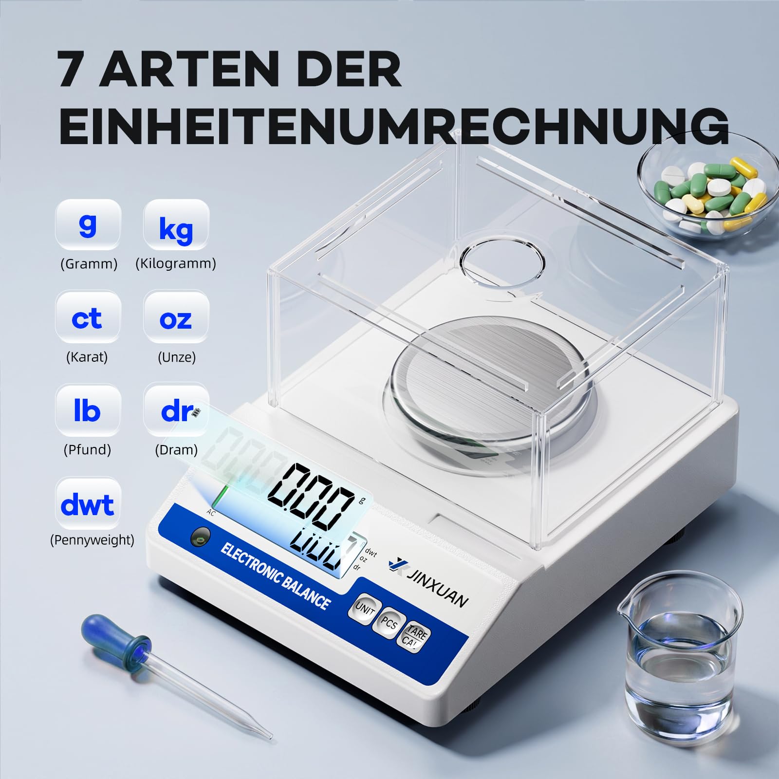 Laborwaage 500g x 0.001g Analysewaagen mg Waage Präzisionswaage Schmuckwaage mit einer Genauigkeit von 0,001 Gramm