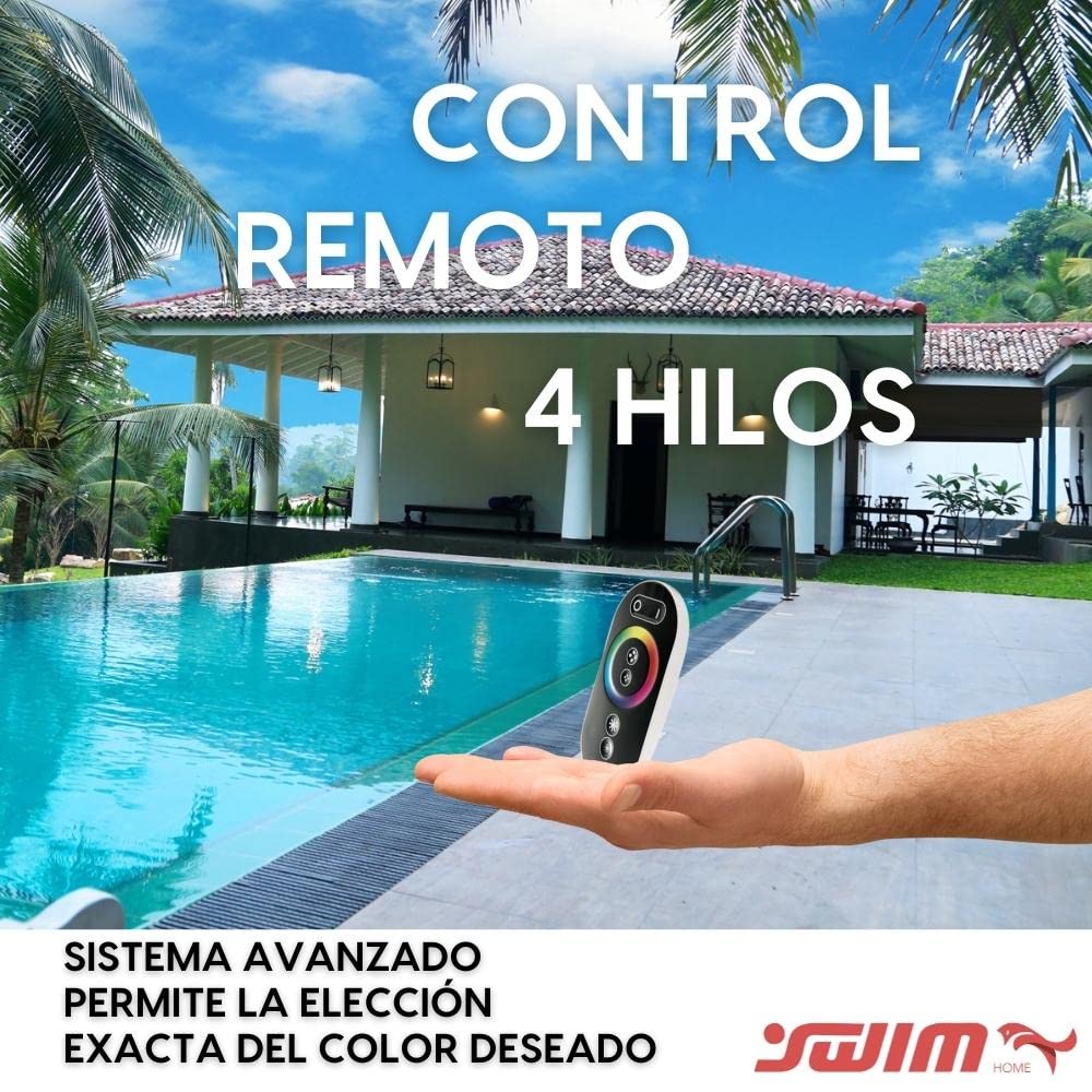 Oferta 2 Focos LED RGB con Cable de 4 Hilos para Piscina con Control Remoto Externo y Transformador 12V DC 60W
