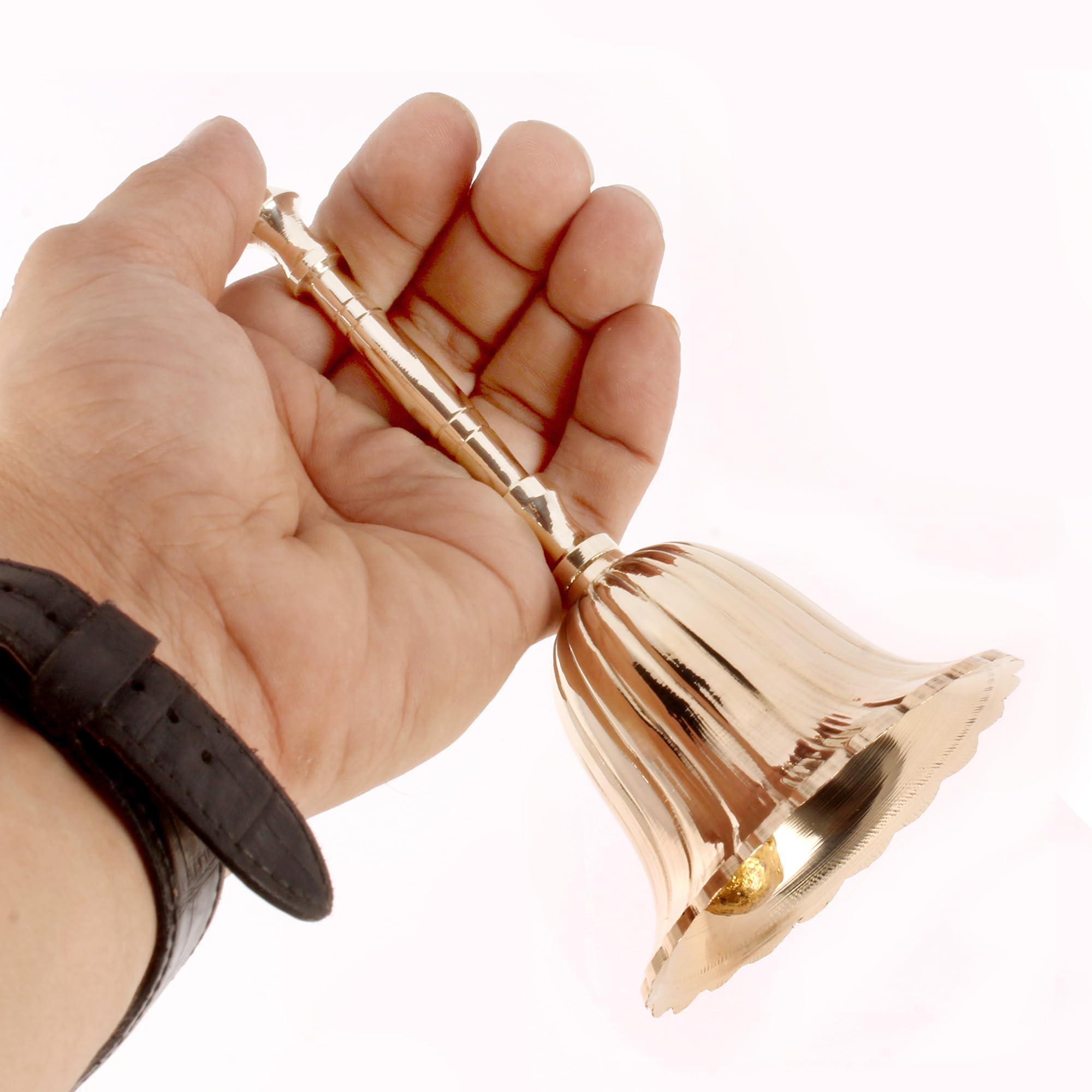 Solid Brass Hand Bell - Wedding & Christmas Bell - 5.75 x 3 Inch