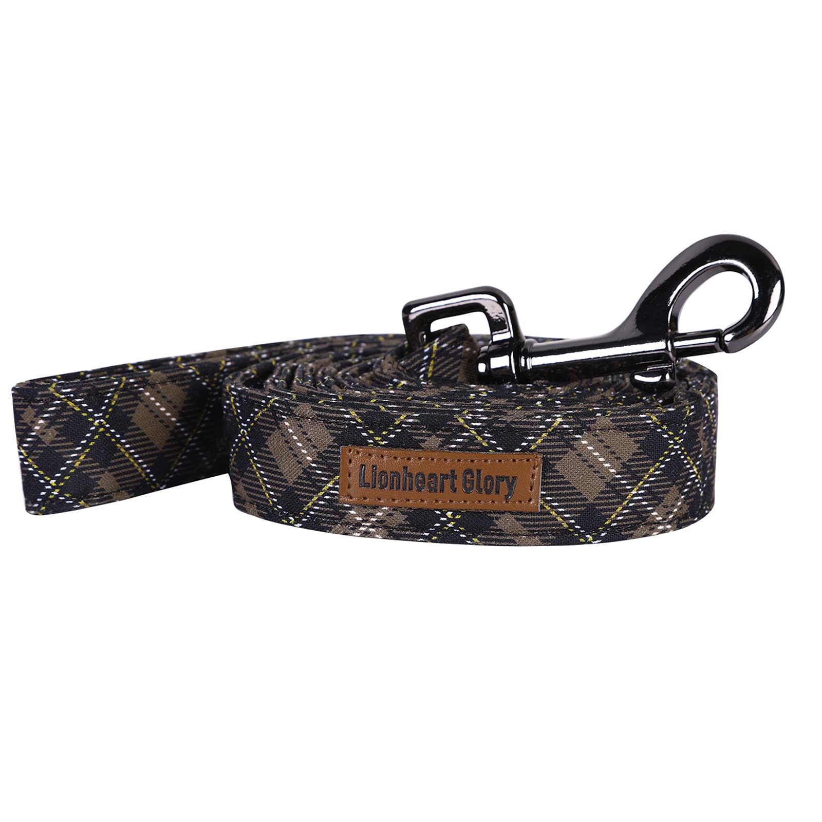 Lionheart glory Brown Plaid Strong Dog Leash, Durable Dog leashes with Soft Handle for Walking Training Small Boy Dogs