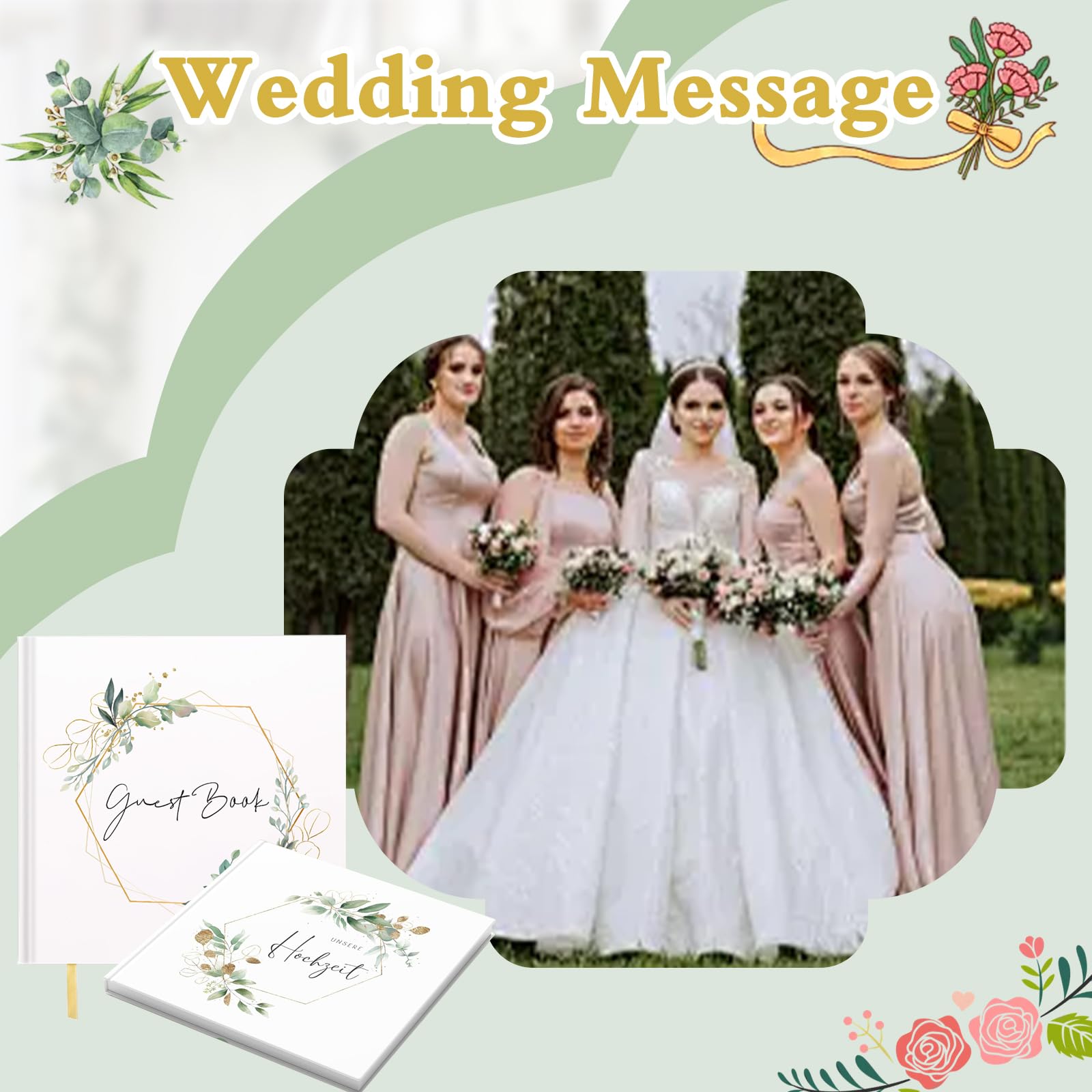 Libro Degli Ospiti Per Matrimonio Vintage Con Copertina Rigida E Titolo Dorato - 72 Pagine Per Auguri E Firma - 3