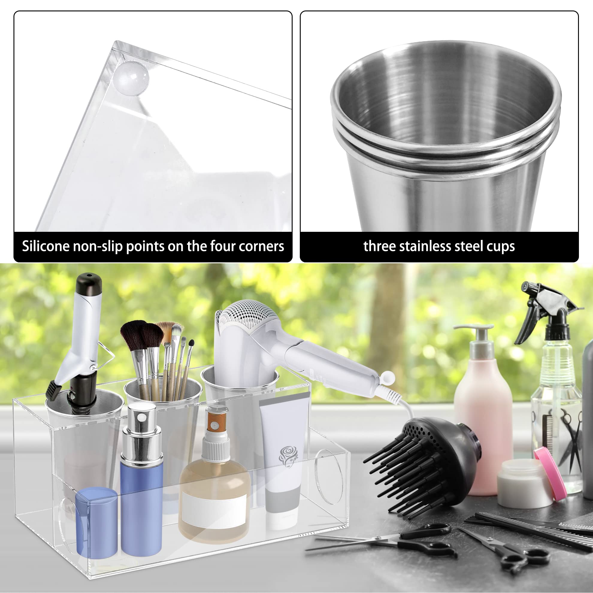 Soporte Secador de Pelo,Organizador de Herramientas para Pelo Acrílico para Peine,Brocha de Maquillaje,Plancha Pelo y Rizadora de Pelo (Transparente)