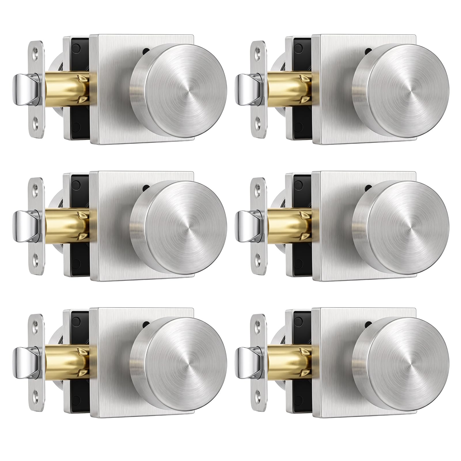 Brushed Gold Door Knobs - 6 Pack Privacy Knobs -13 Brushed Gold Door Knobs - 6 Pack Privacy Knobs -13