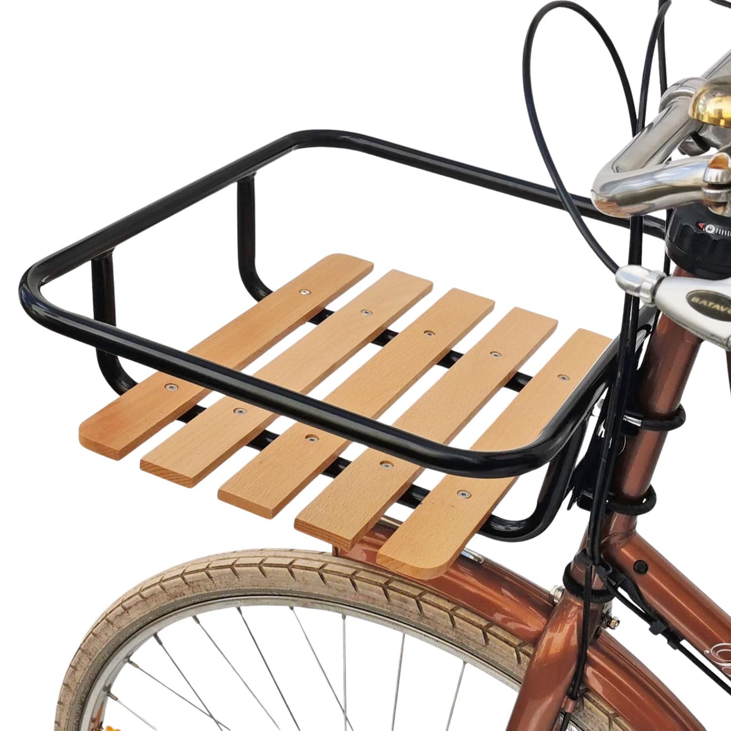 Red Loon Frontgepäckträger + Fahrradkorb XL Pro | Gepäckträger Vorderrad | Front Loader | Rattanlook Seegras | Gepäckträgerkorb