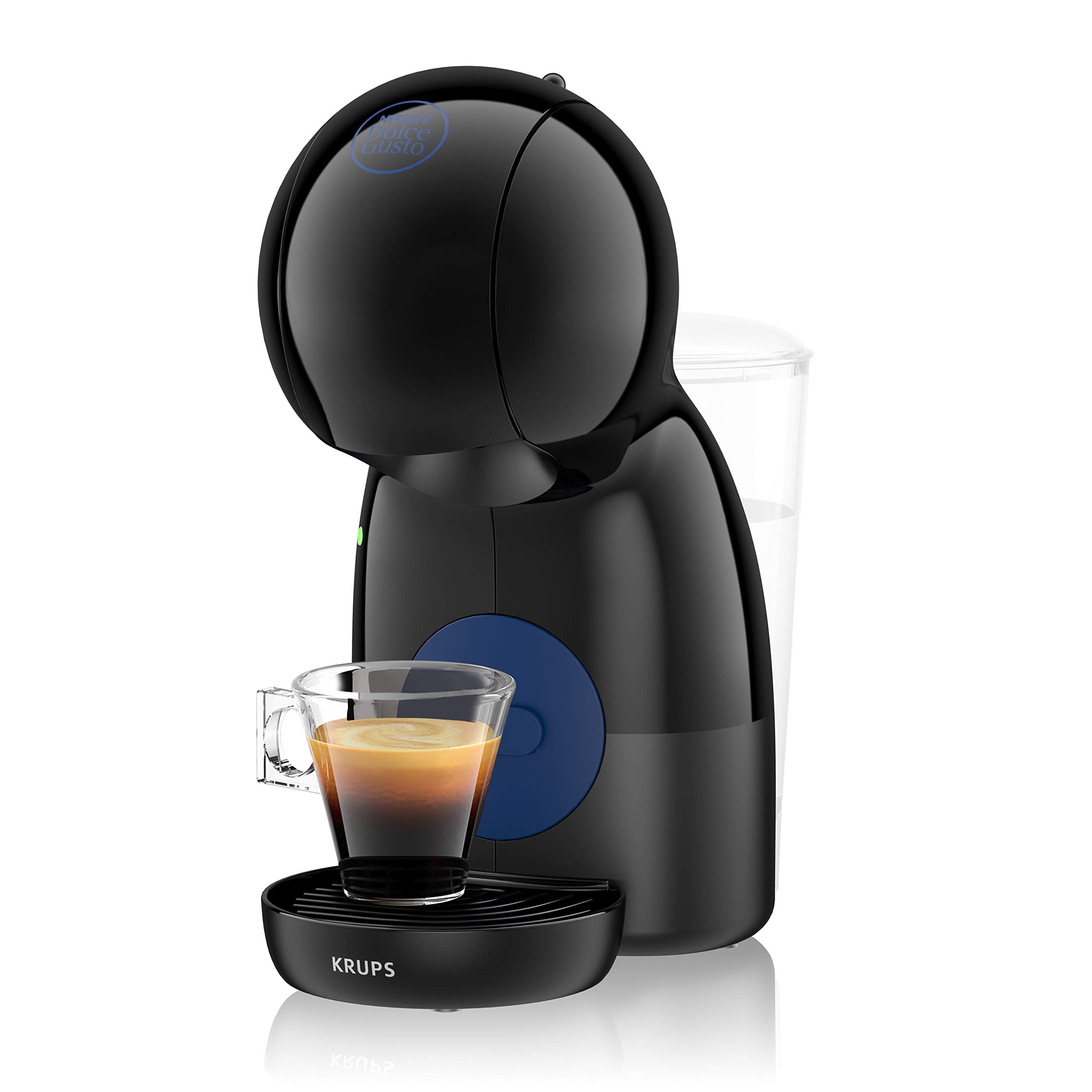Nescafé Dolce Gusto Piccolo XS KP1A08 Krups Cafetera de cápsulas con 15 bares de presión, capacidad 0.8 L, bebidas frías o calientes, modo Eco, 30 tipos café, bandeja regulable 3 alturas, color negro