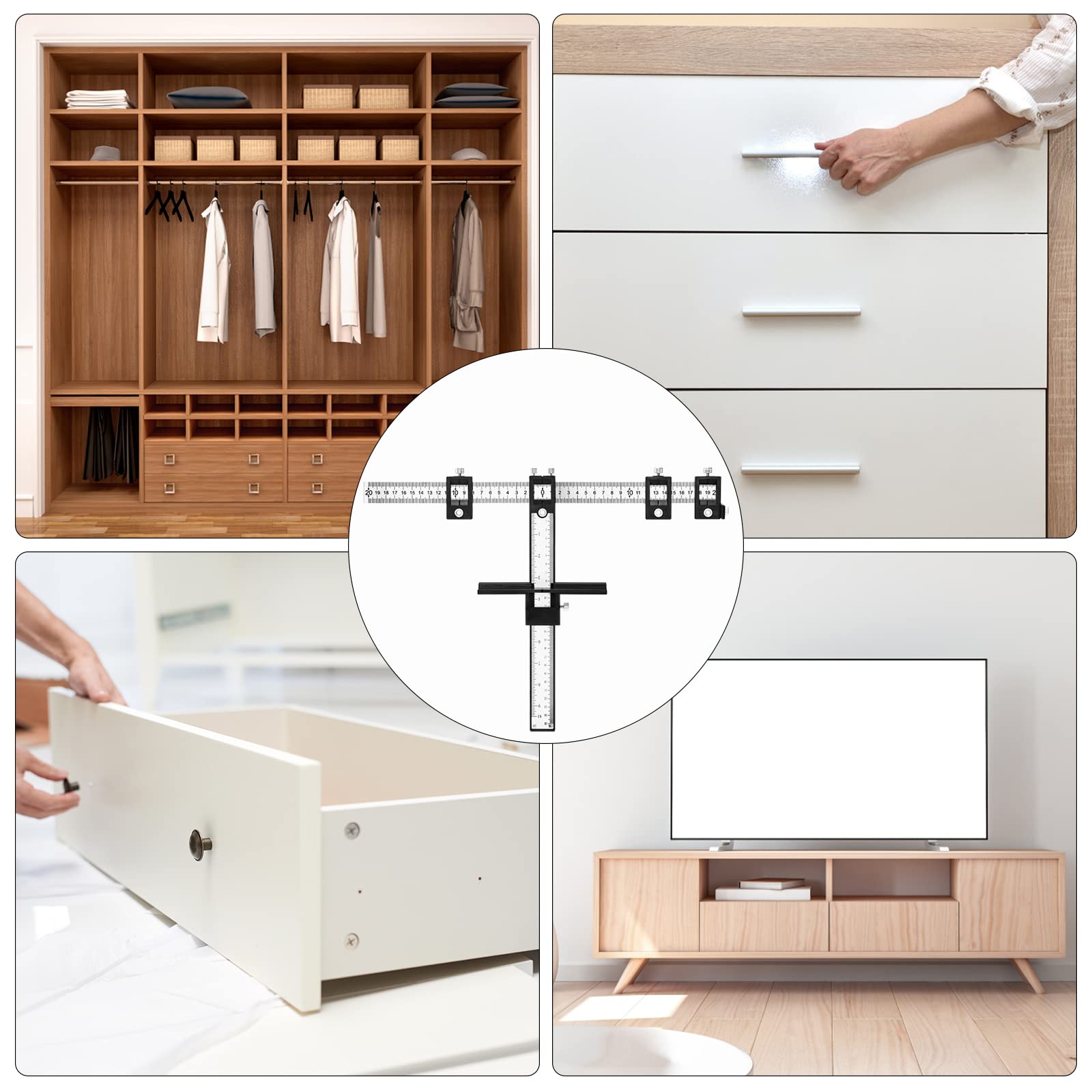 Guida per Foratura Rimovibile Localizzatore di Punzoni per Legno Dima di Posizionamento per Lavorazione del Legno, Armadi, Cassetti