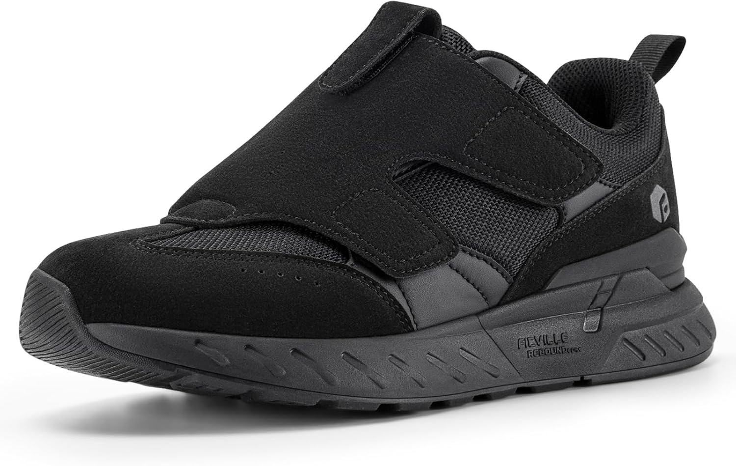 FitVille Diabetic Shoes for Men Extra Wide Slip-on Shoes for Swollen Feet Men Wide Walking Shoes with Arch Support for Foot Pain Relief- Rebound Core V10 9 X-Wide Jet Black (12W)