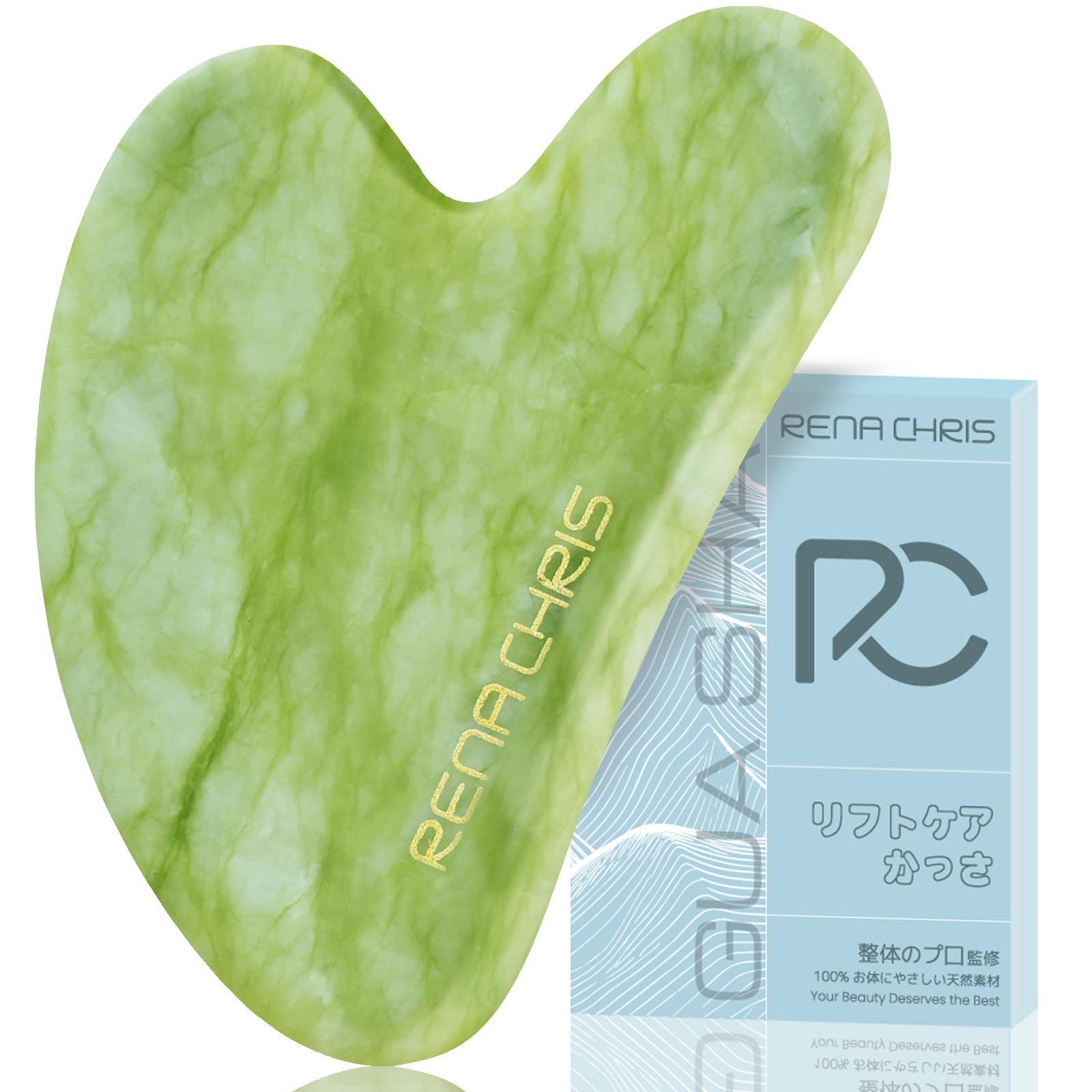 Cassa Plate Scalp Massage for Face and Body, Made of Natural Stone Good for the Body, Small Face, Beautiful Facial, Skin Care, Home Esthetics, Fine Gift, Made of Jade, Rena Chris Mint Green
