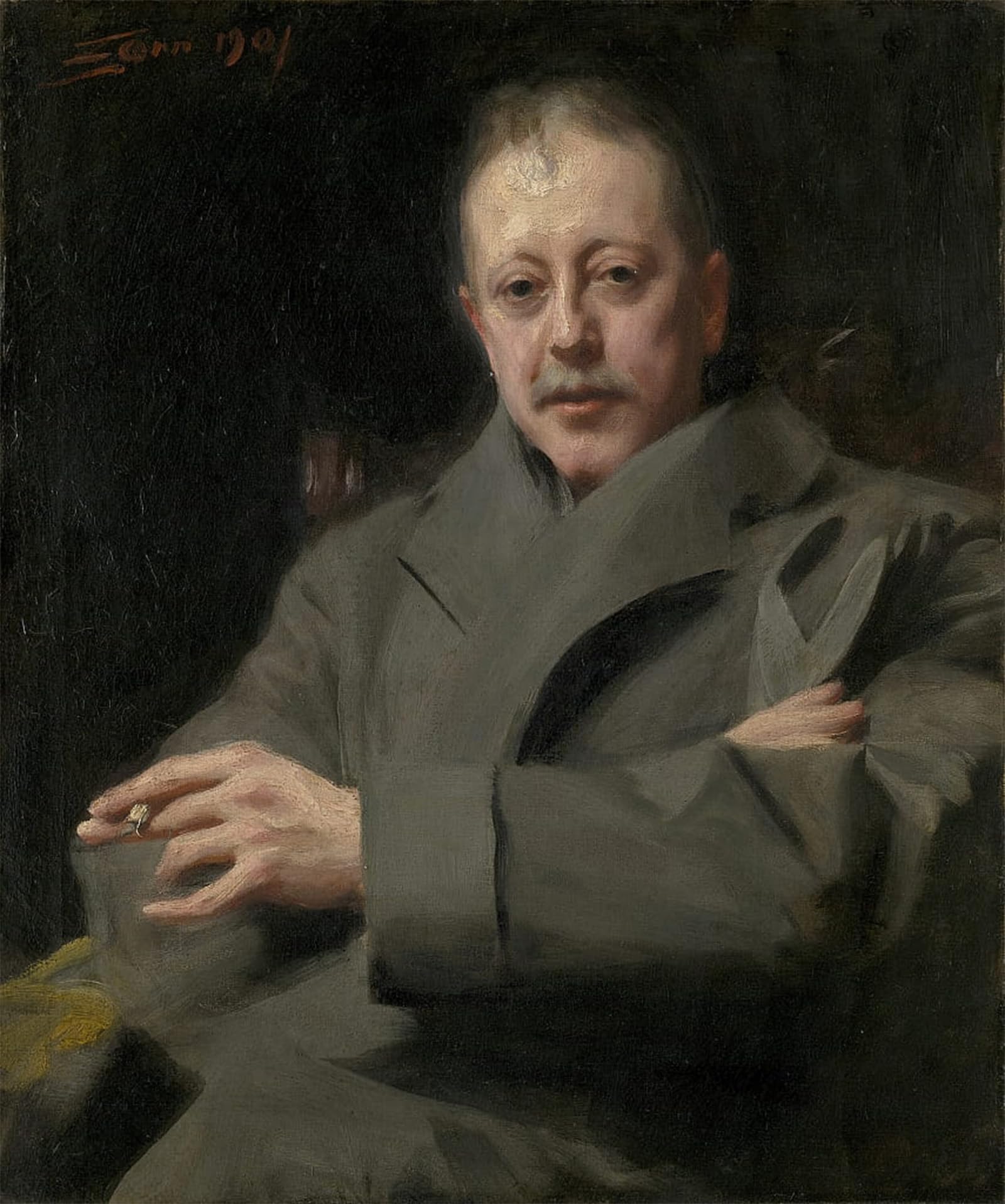 SERENDIPITP Retro Picture Poster Wall Art Pictures Painting Portrait Study of a Man by Anders Leonard Zorn Wall Art Canvas Print for Wall Decor 60x90cm